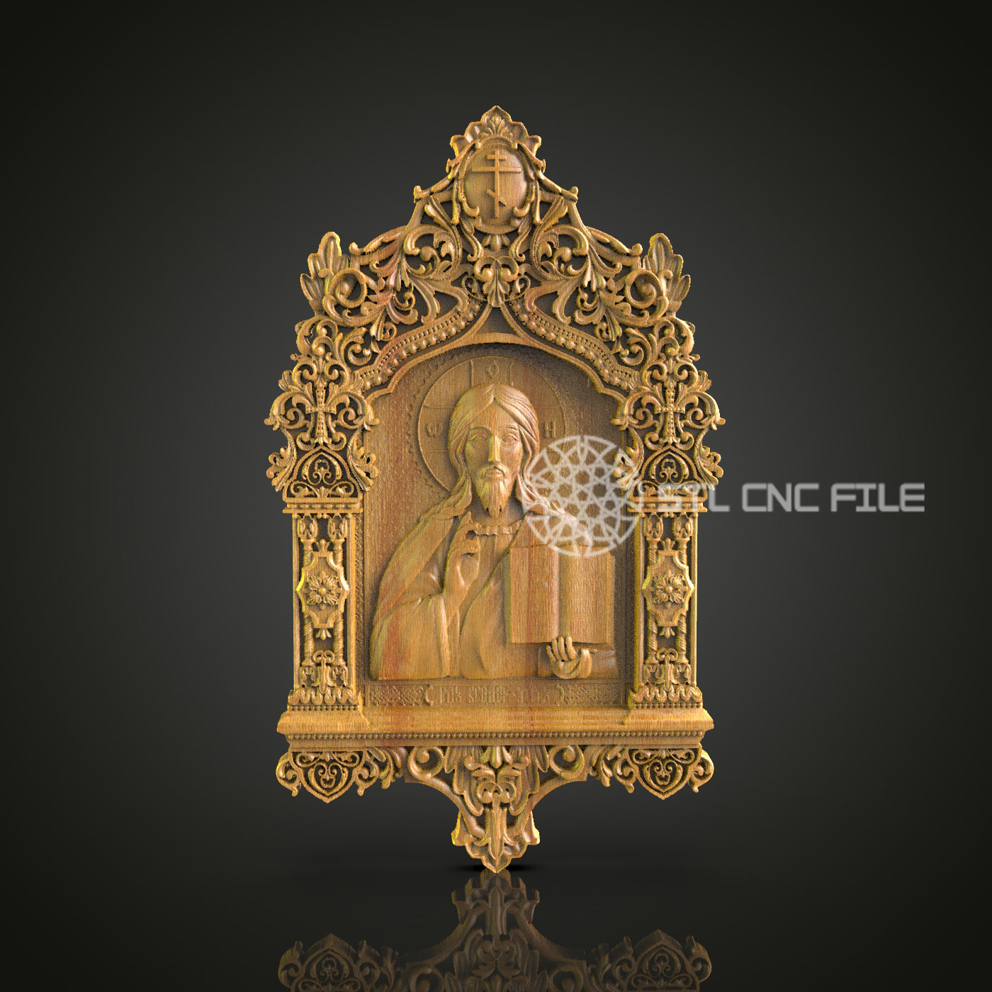 Ornate Religious CNC Router Engraved Wood Panel - Gothic Architecture Inspired Art for Home or Church Decor