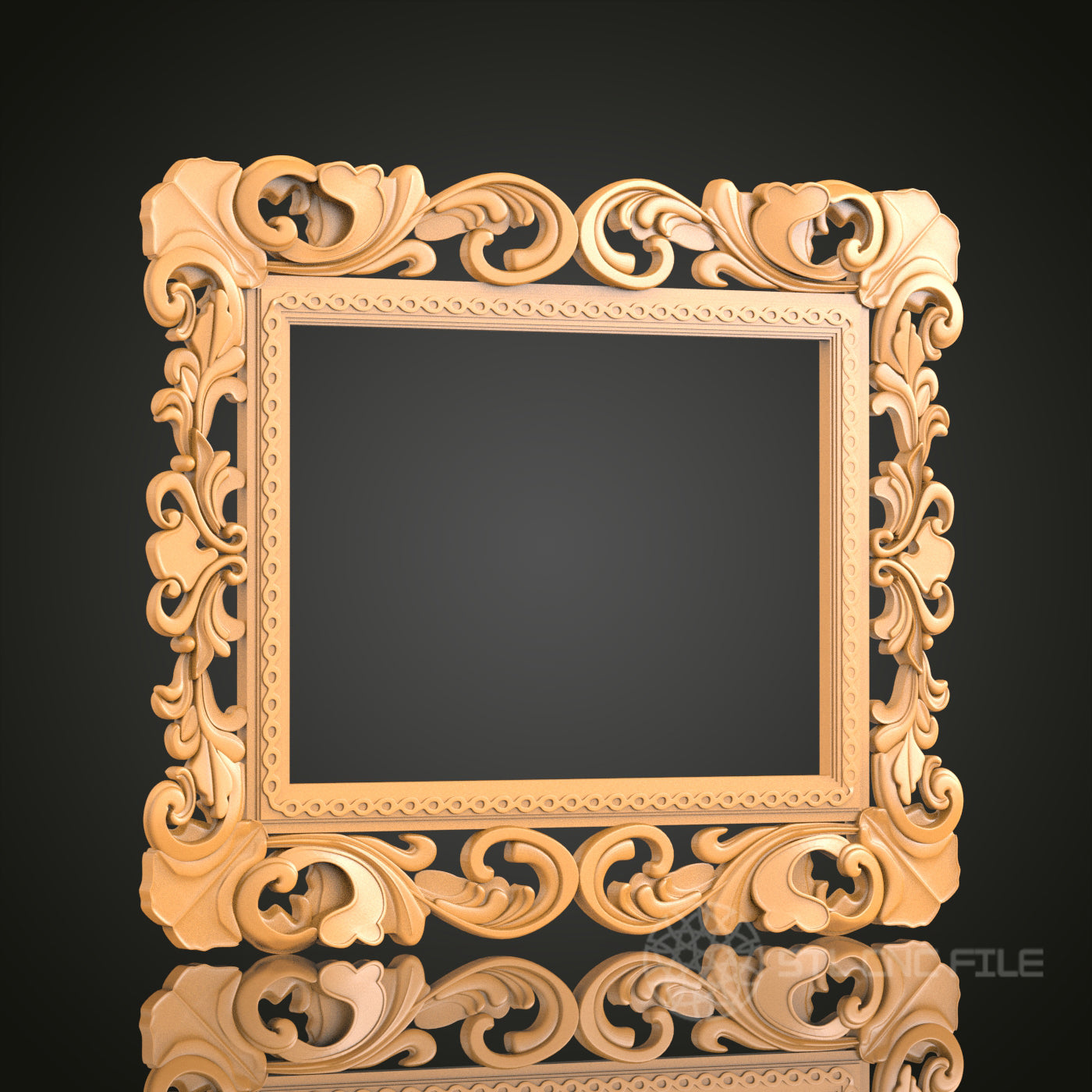 Elegant Ornate Square Frame STL Model for CNC Router Engraver and 3D Printer - Wall Decor