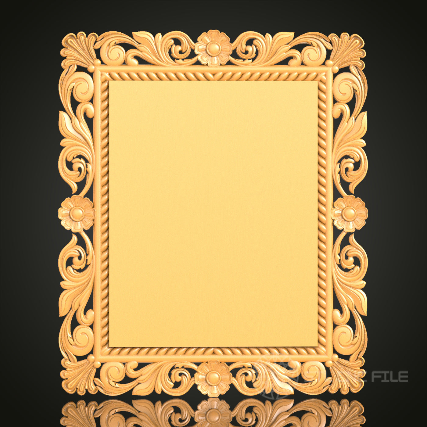 Ornate Floral 3D Frame STL Model for CNC Router Engraver, Artcam, Aspire, Wood Art, Wall Decor