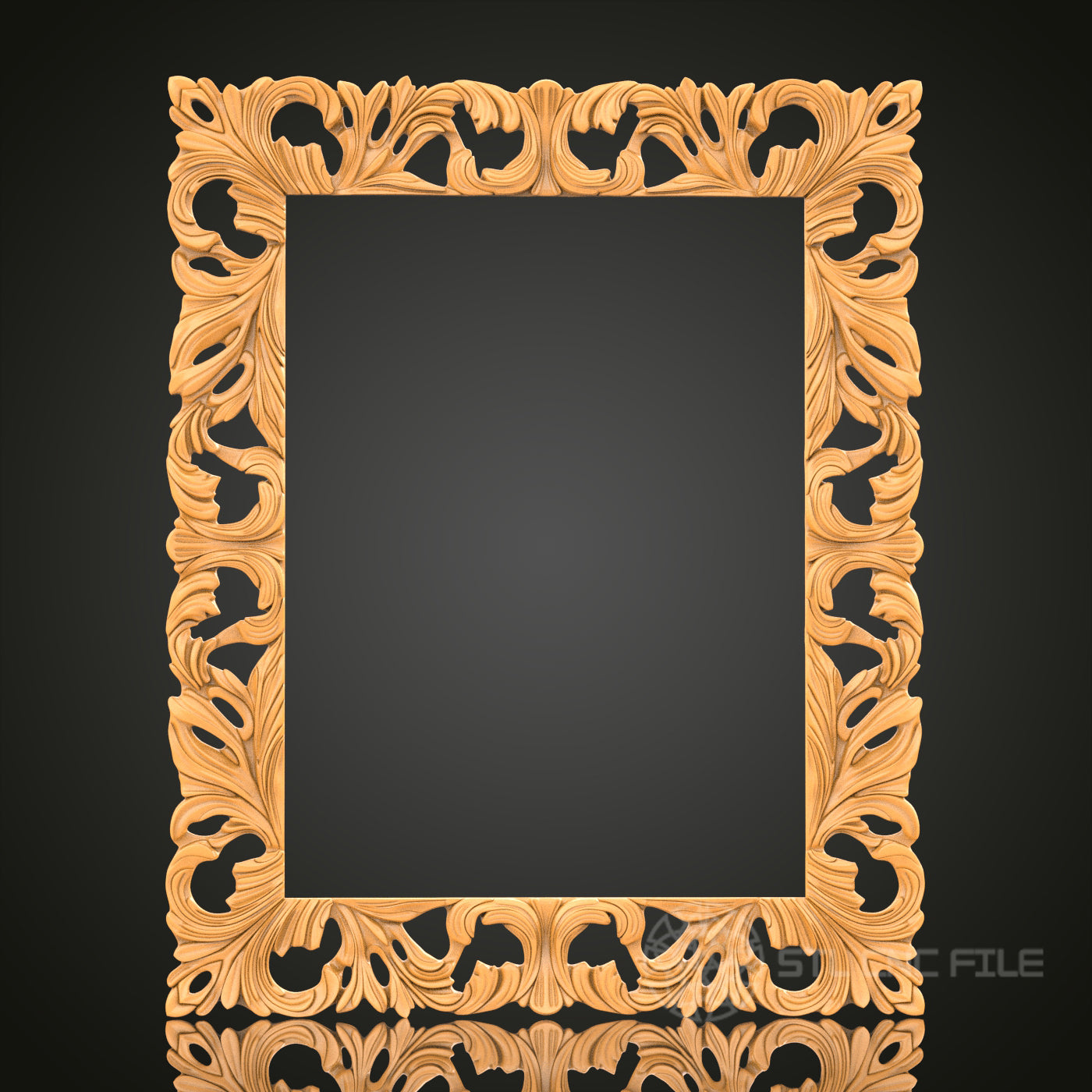 Elegant Leafy Rectangular Frame STL Model for CNC Router Engraver and 3D Printer - Wall Decor