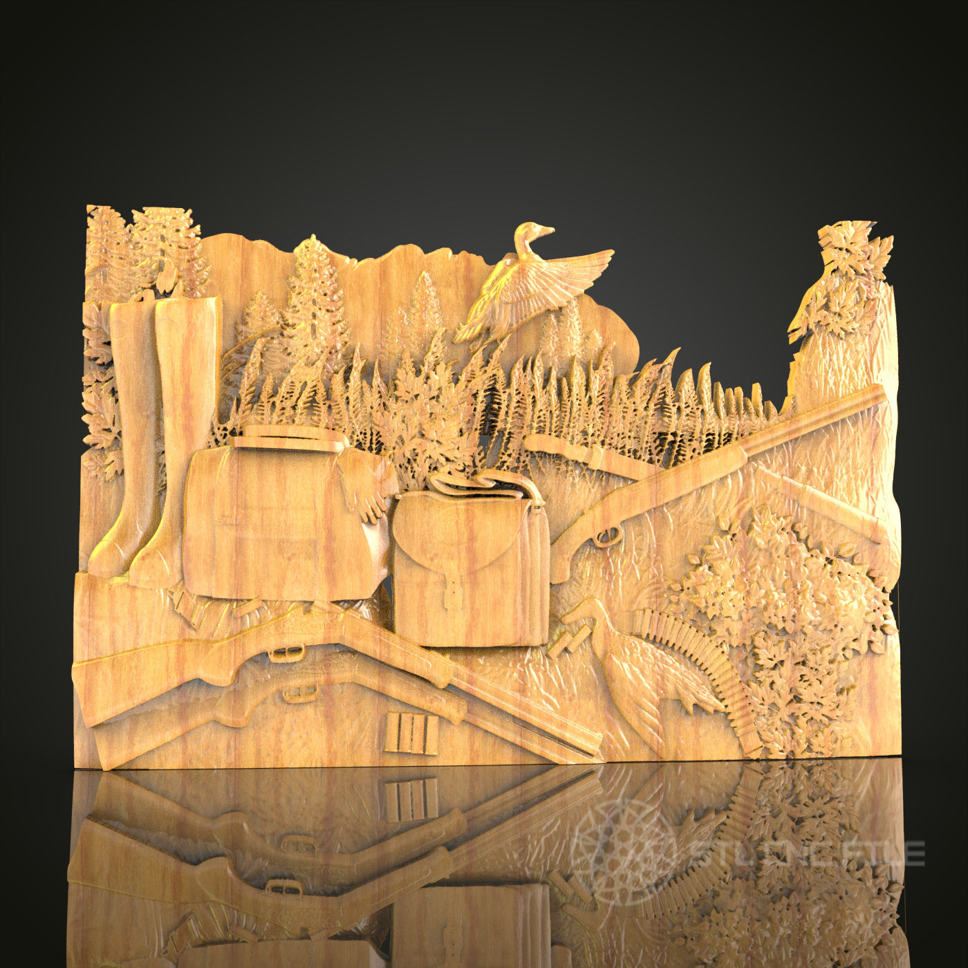 Rustic Cabin in the Woods Wood Carving - CNC Router STL File for Nature Decor