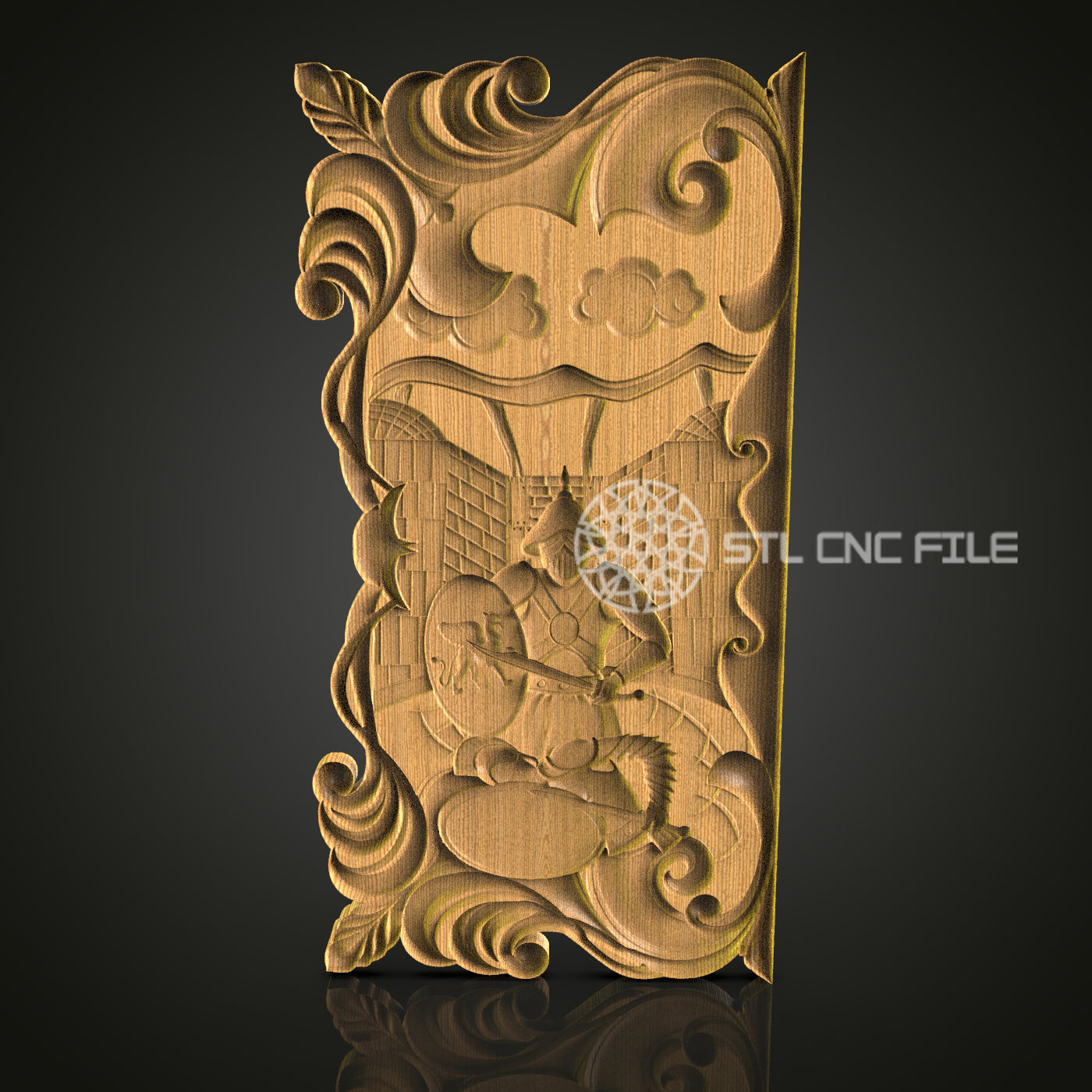 Ornate 3D Carved Wood Panel STL File for CNC and 3D Printing - Detailed Relief Art, Decorative Wall Decor, Digital Download