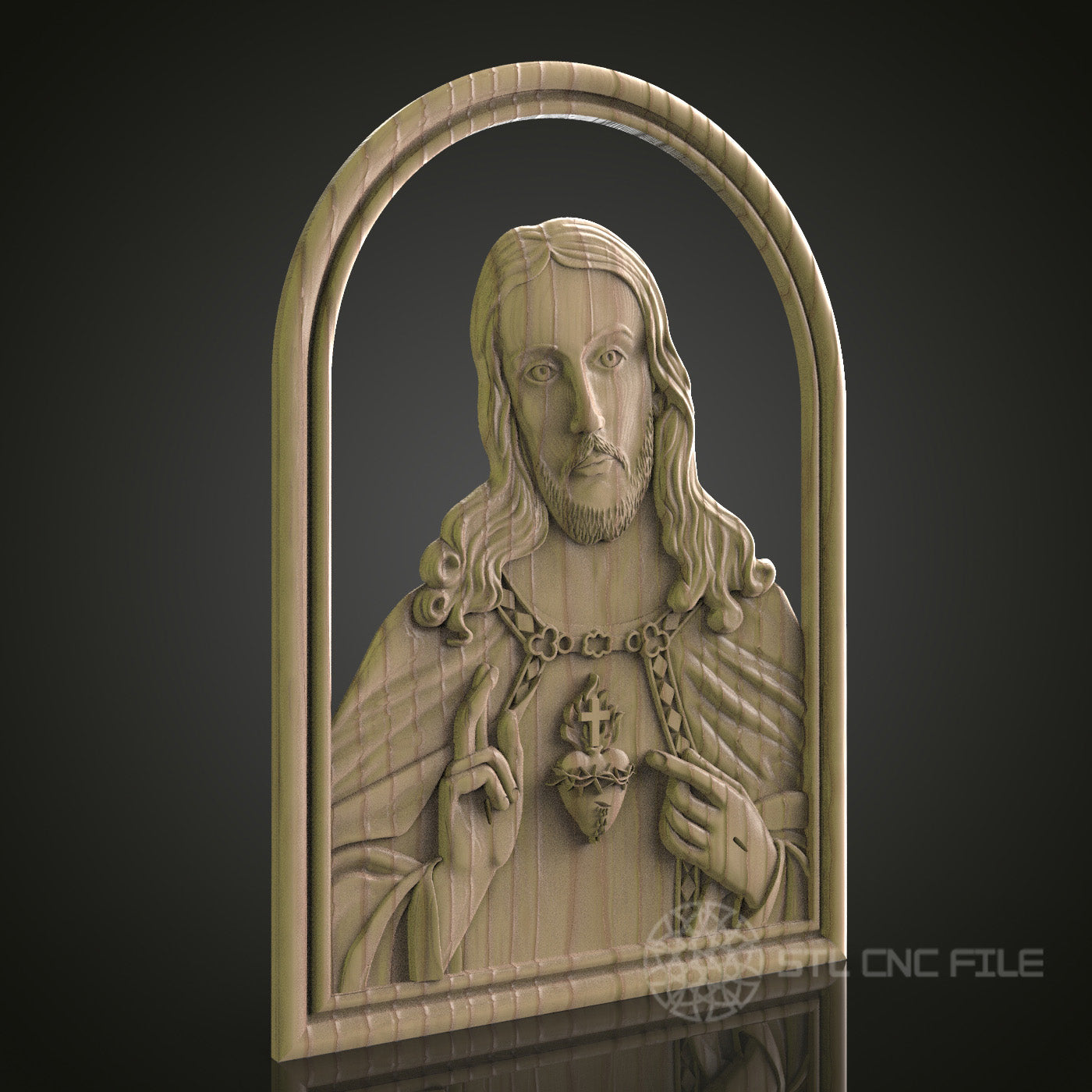 STL Model of Jesus with Sacred Heart, CNC Router Engraver, Artcam, Aspire, CNC files, Wood Art, Wall Decor, 3D Printer
