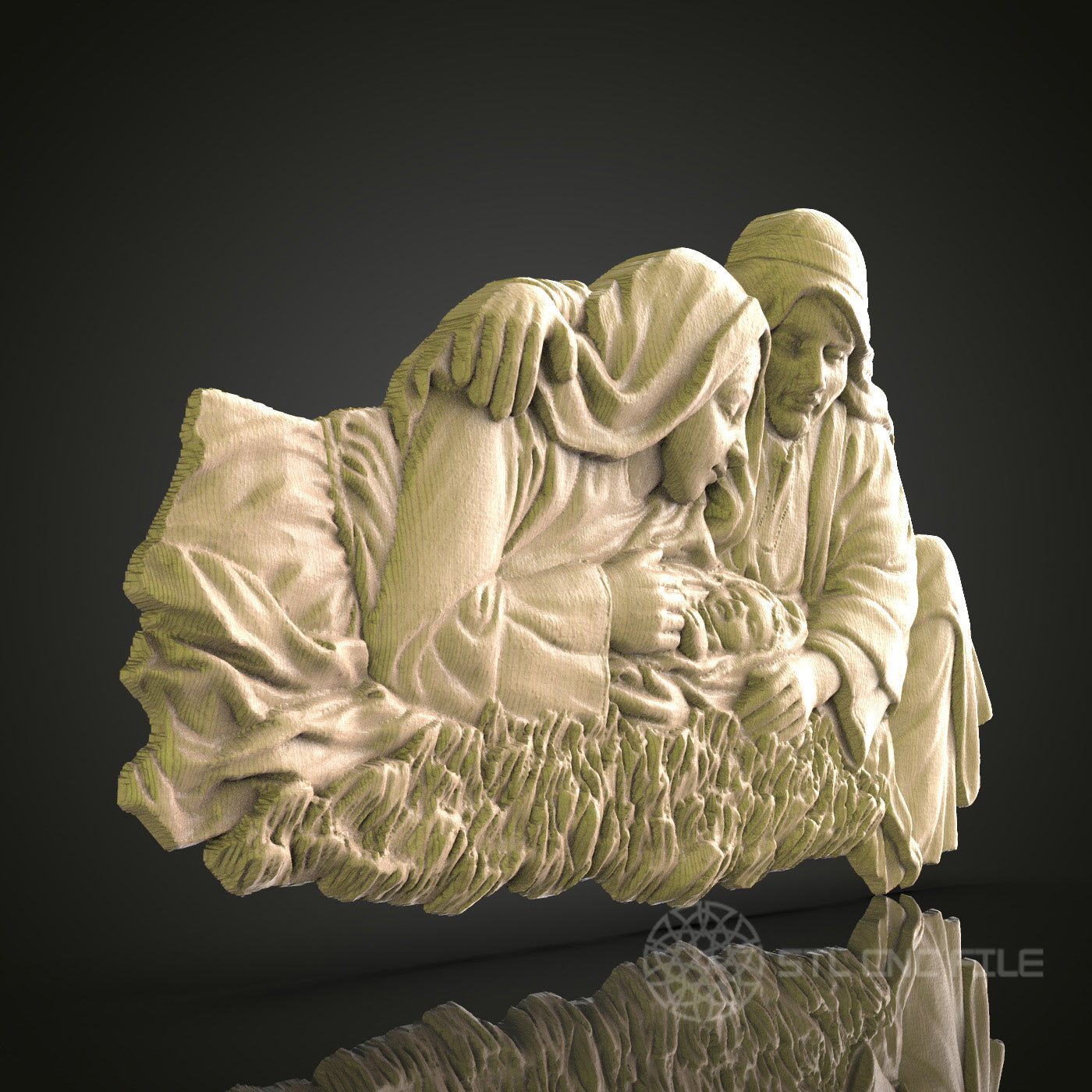 Nativity Scene Relief STL Model for CNC Router, Aspire, Artcam, 3D Printer, Wall Decor, Wood Art