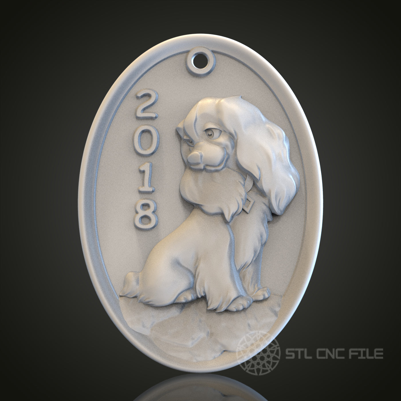 2018 Dog Medal STL Model for CNC Router Engraver, Artcam, Aspire, Wood, Wall Decor