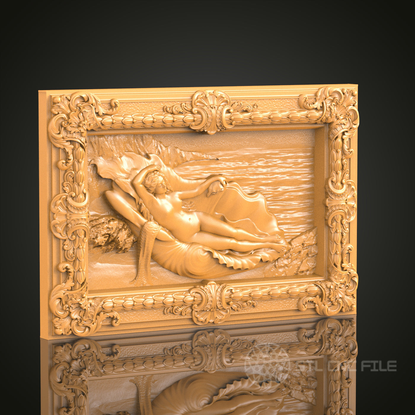 Classic Nude in Baroque Frame STL Model, CNC Router Engraving File, Ideal for Luxurious Decor