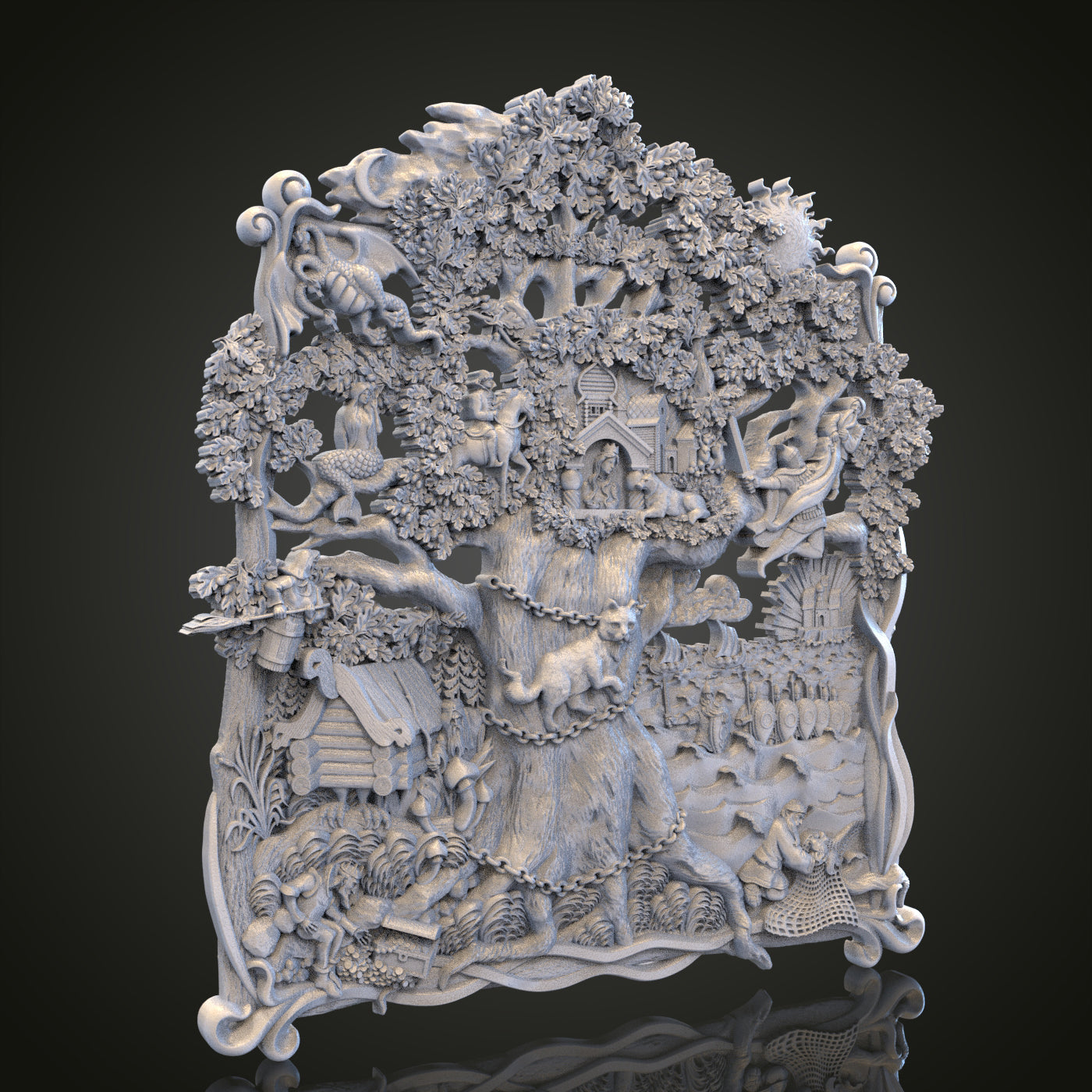 Fantasy Tree of Life Relief STL Model for CNC Router Engraver, Artcam, Aspire, Wood, Wall Decor