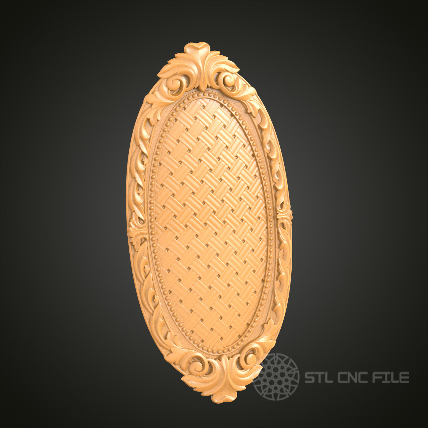 Intricate Oval Woven Frame Design STL Model for CNC Router Engraver - Artcam, Aspire, CNC Files, 3D Printer Compatible, Wall Decor