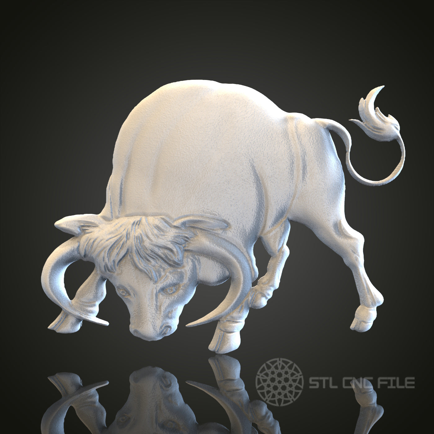 Powerful Bull Sculpture STL Model for CNC Router Engraver, Artcam, Aspire, Wood Art Wall Decor