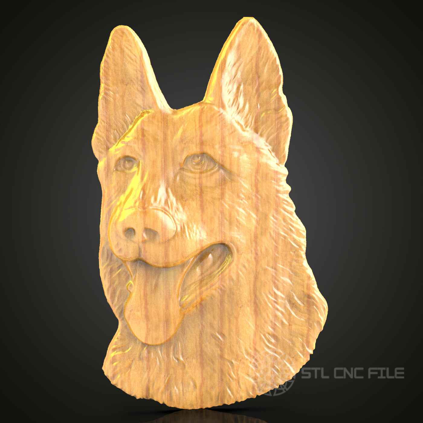 German Shepherd 3D Model STL File for CNC Routers - Artcam, Aspire, Wood Art, Wall Decor, CNC Engraving File