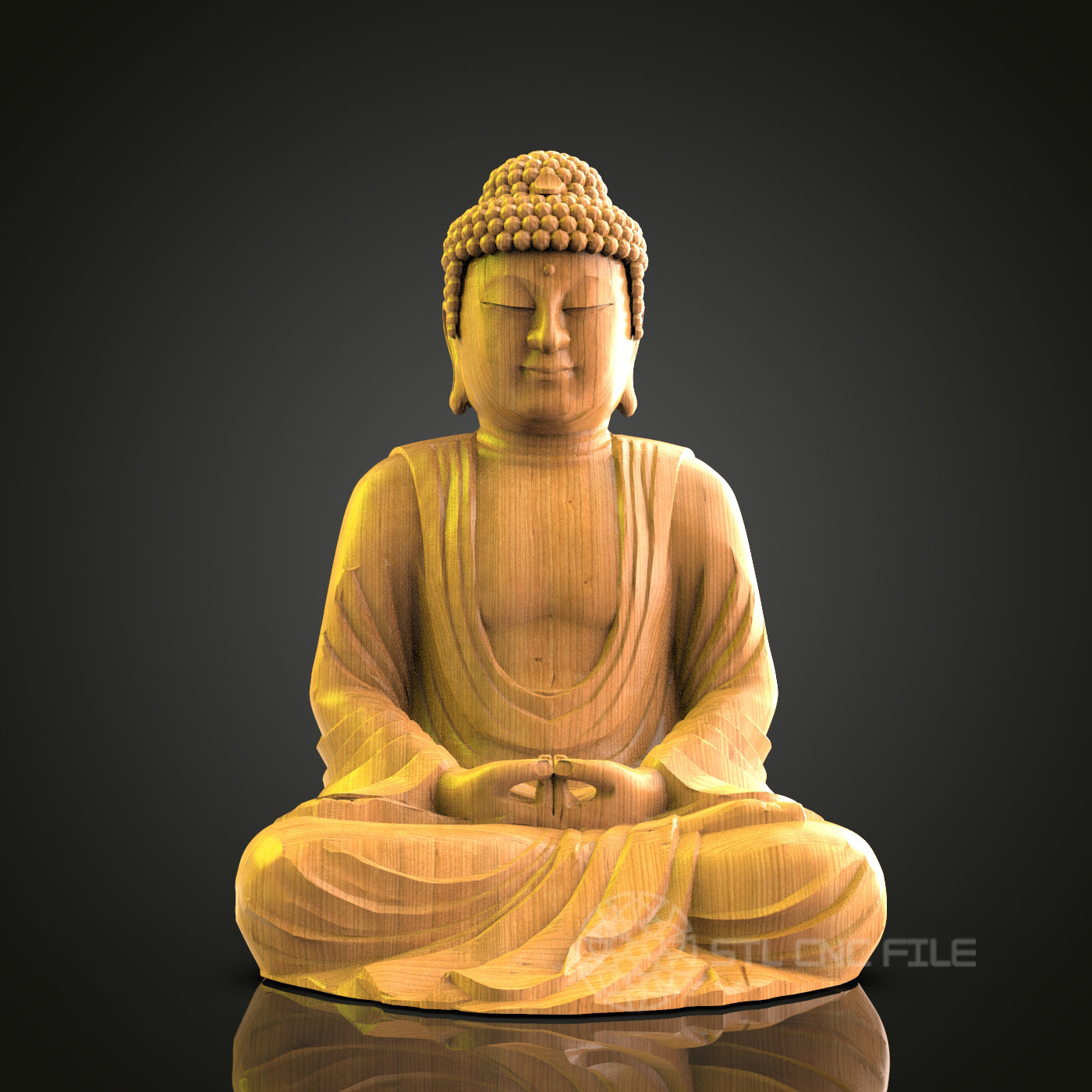 Seated Buddha Relief - STL Model for CNC Router Engraver - Artcam, Aspire Compatible - Wood Art, Wall Decor, 3D Printer Ready