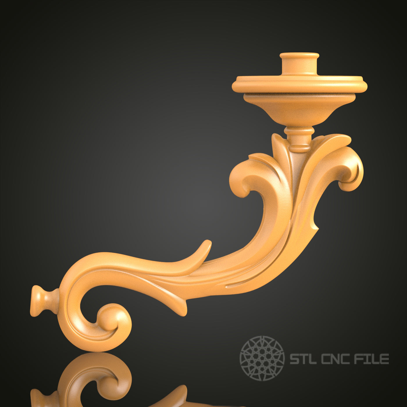 Ornate Candle Holder - STL Model for CNC Router and 3D Printing - Artcam, Aspire Compatible