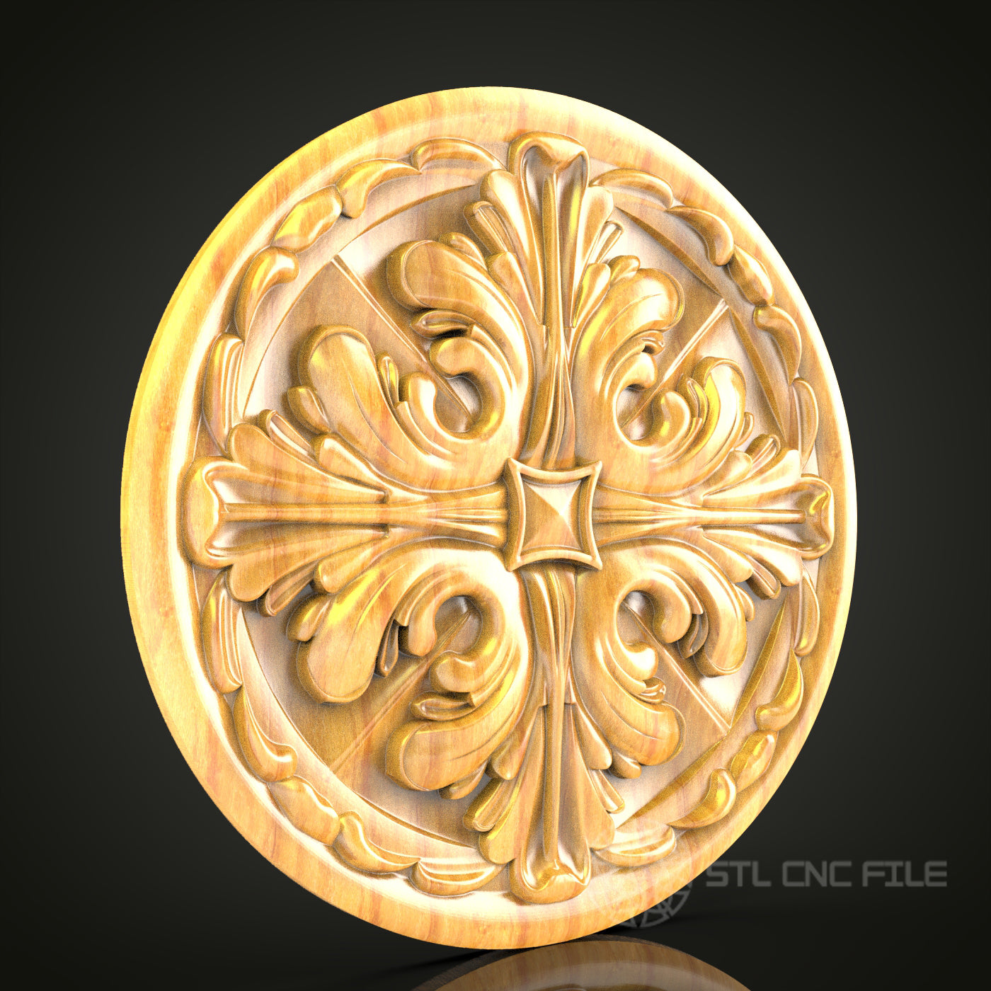 Baroque Style Round STL Model for CNC, Compatible with Artcam, Aspire - Ideal for Wood Wall Decor and Art Projects