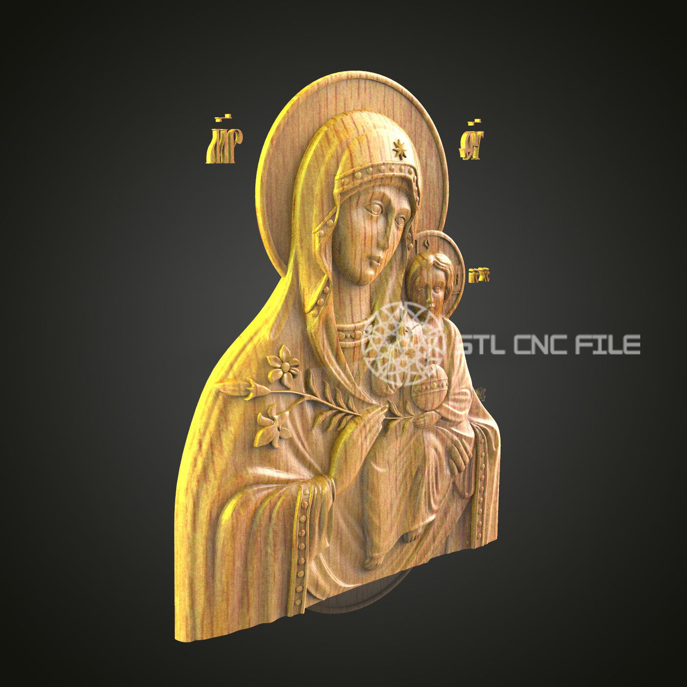Madonna and Child CNC Carving File - Religious Wood Art for CNC Router, Compatible with Artcam, Aspire