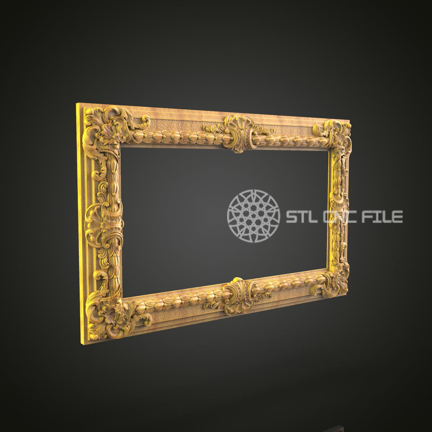 Luxurious Baroque Style Rectangular Frame 3D Model for CNC - Artcam, Aspire, STL Files