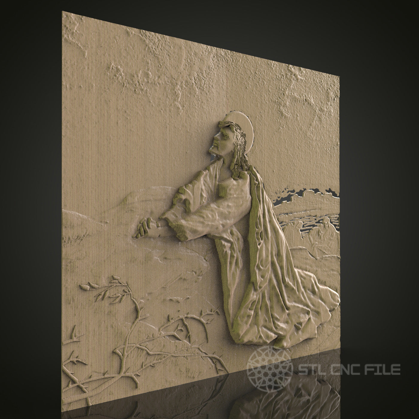 Praying Figure 3D Relief - STL Model for CNC, Artcam, Aspire, Wood, 3D Printer
