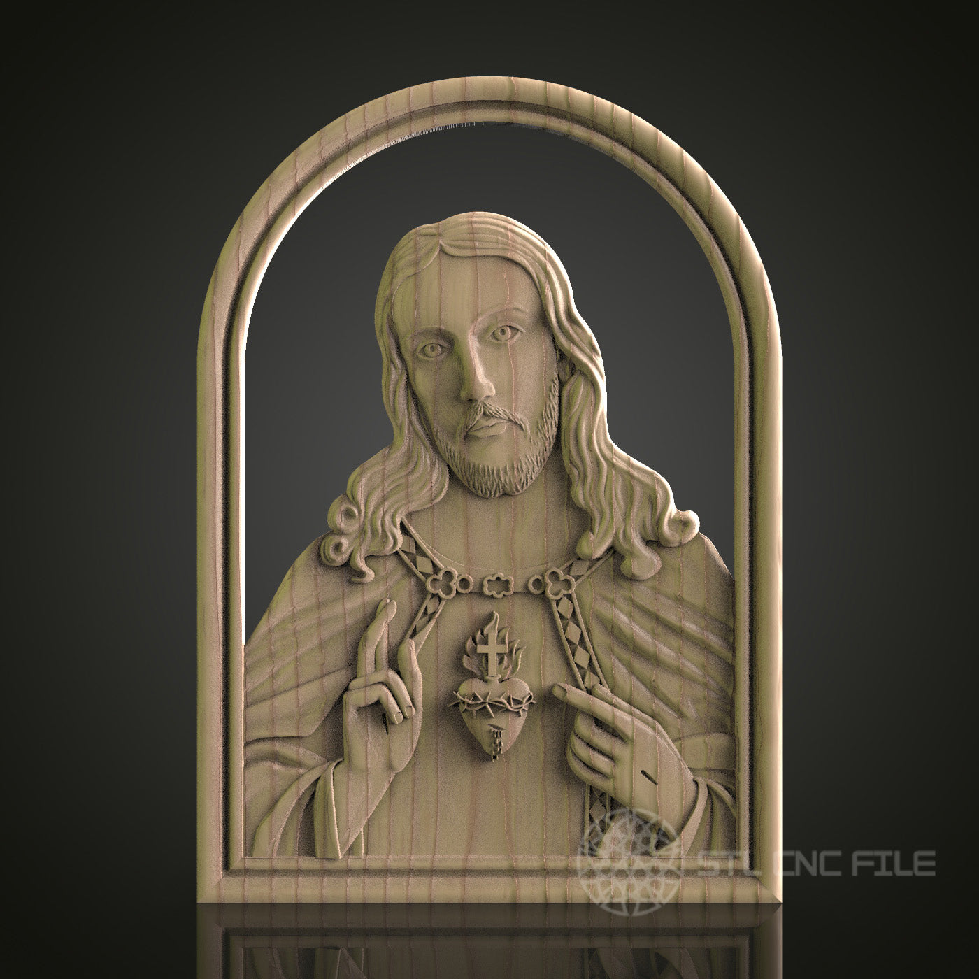 STL Model of Jesus with Sacred Heart, CNC Router Engraver, Artcam, Aspire, CNC files, Wood Art, Wall Decor, 3D Printer