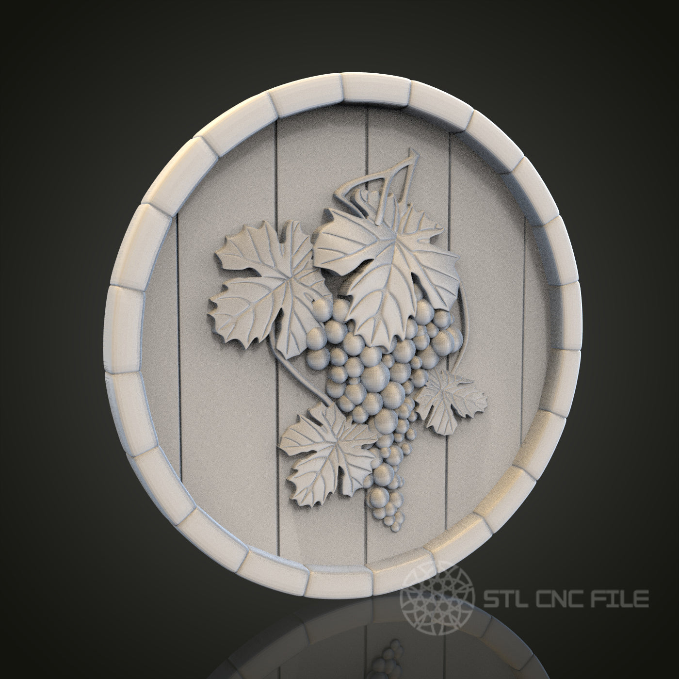 Vineyard Bounty - Grapevine 3D CNC Engraved Wood Panel, Artcam Aspire STL Model for CNC Router, Wine Cellar Wall Art