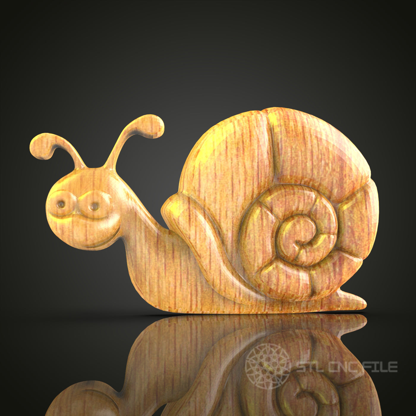 Whimsical Snail STL File for CNC, 3D Wood Carving, Charming Garden Decor, Router Engraving, Playful Wall Art