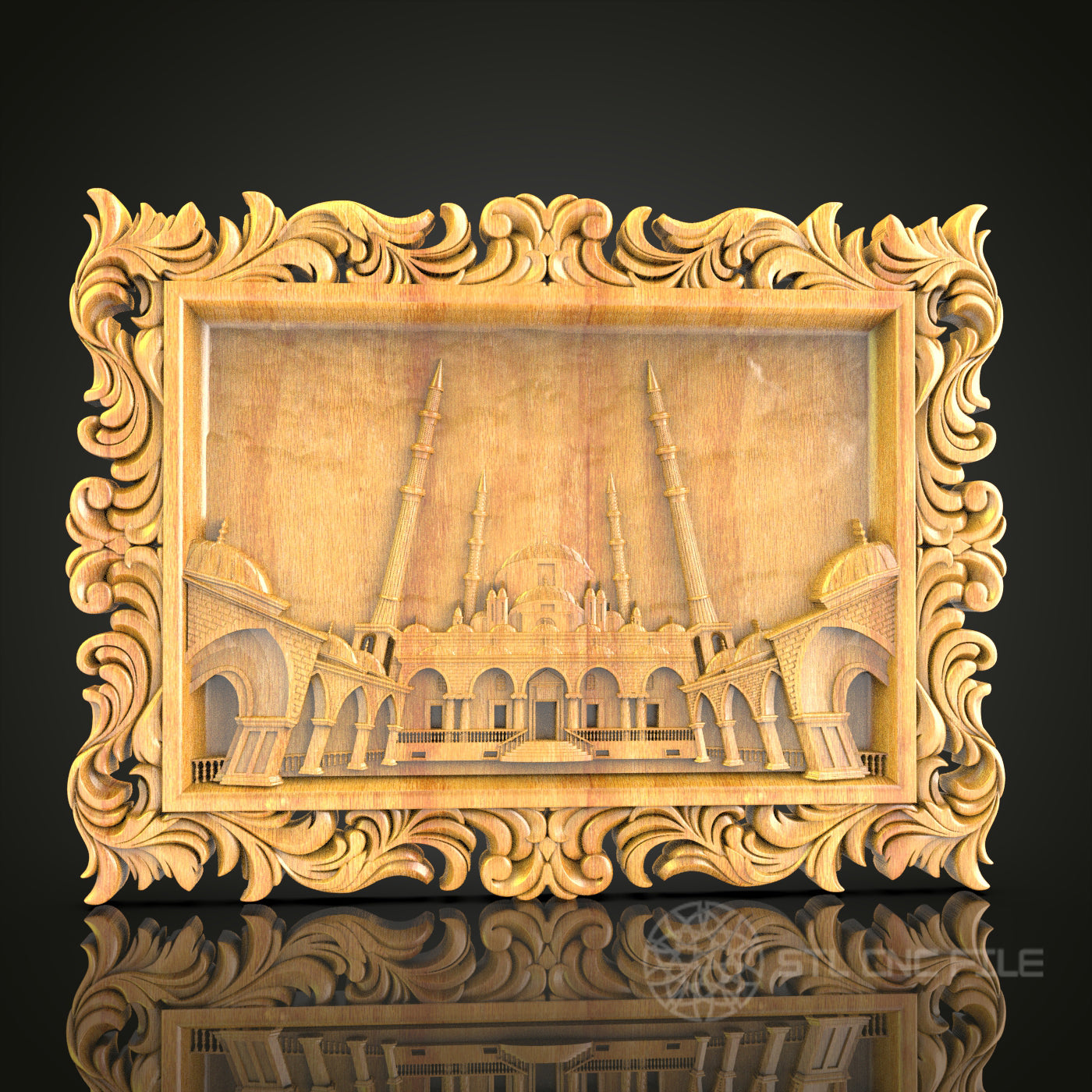 Gothic Cathedral 3D Relief STL File for CNC, Architectural Wood Wall Art