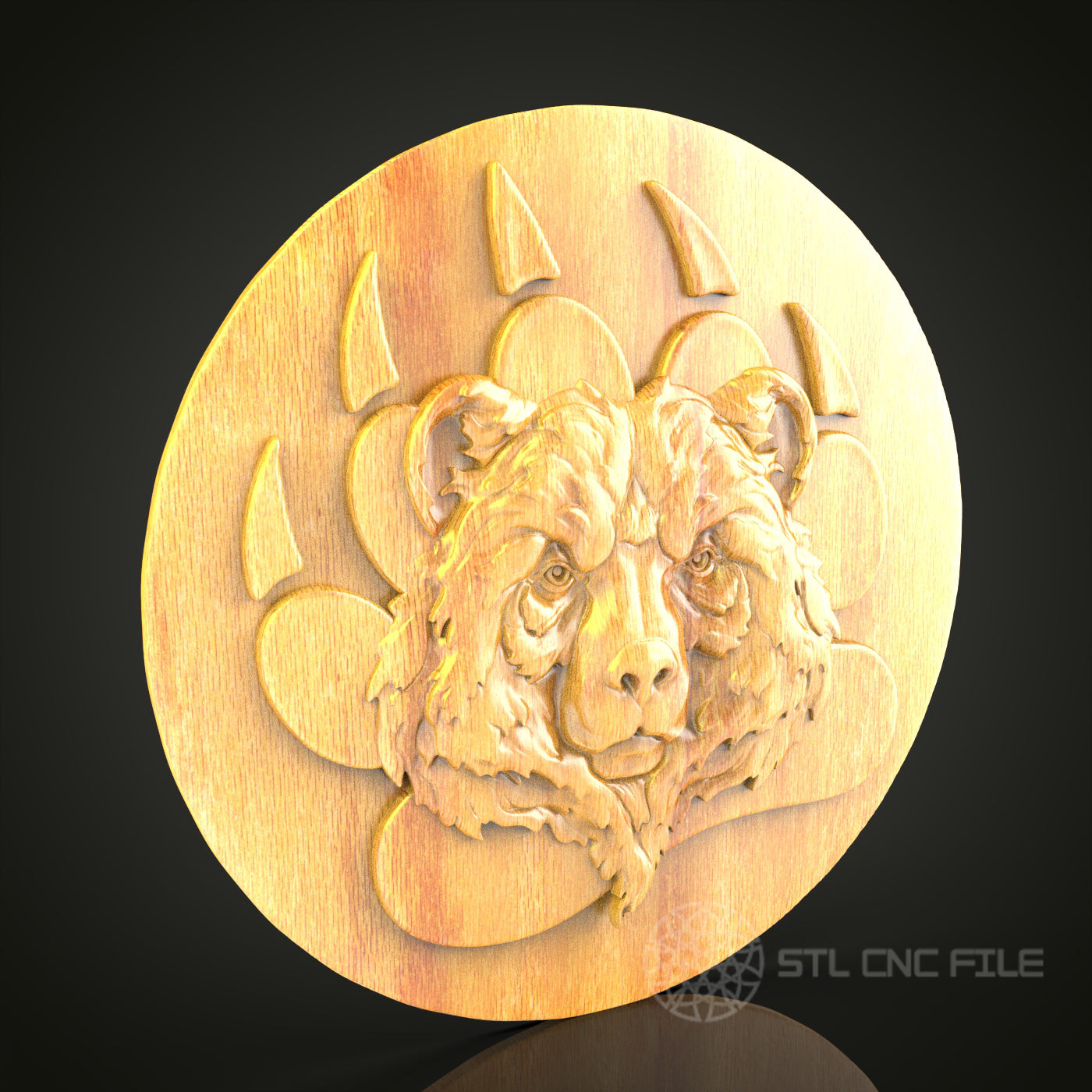 Bear Face 3D STL Model for CNC Router - Wood Carving Digital File, Rustic Wall Art Decor