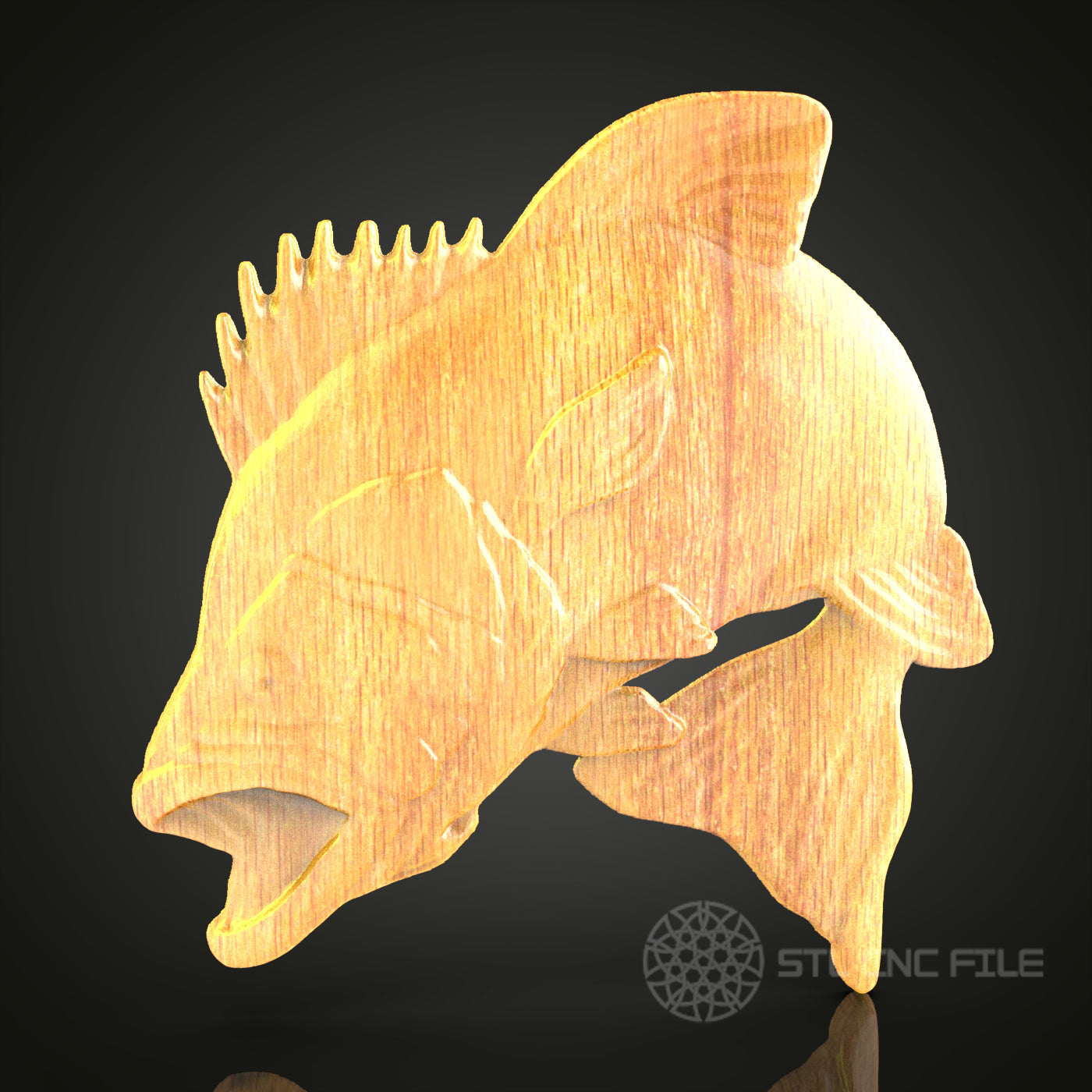 Fish Bass Relief STL Model for CNC Router Engraving - Wood Art Wall Decor, Digital Files for CNC Carving