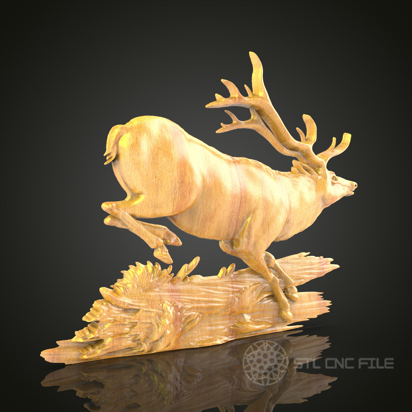 ynamic Elk Leap STL File for CNC, 3D Wildlife Wood Carving, Majestic Animal Art, Router Engraving, Forest Decor