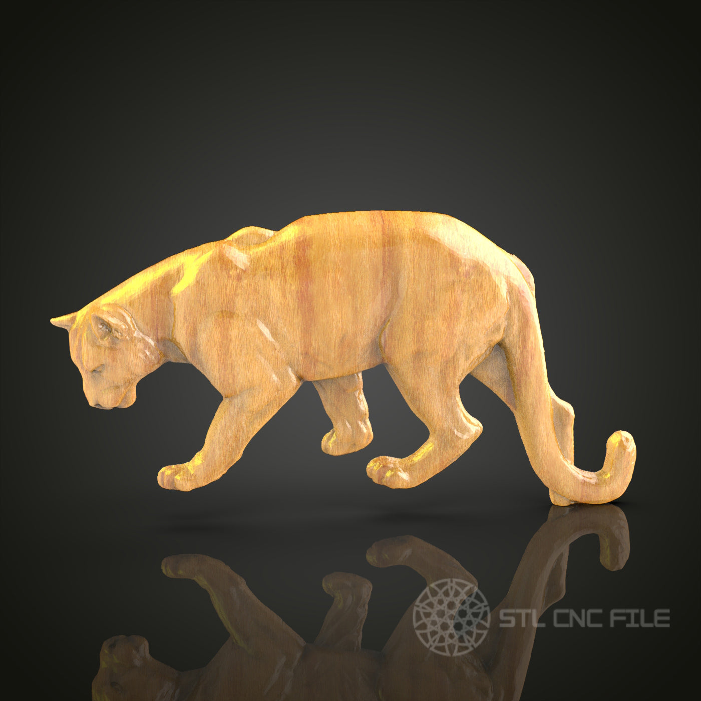 Panther 3D STL Model for CNC Router - Predatory Cat Wood Carving Digital File, Wildlife Art Decor
