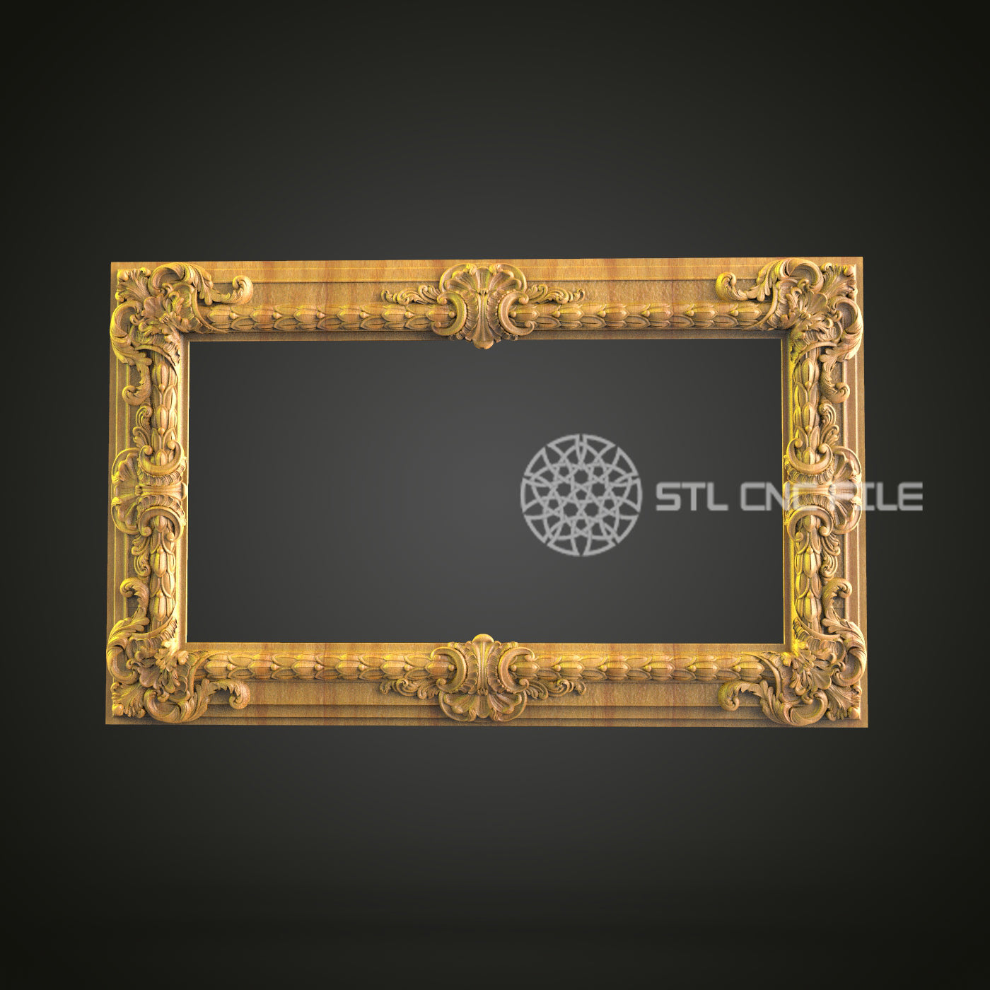 Luxurious Baroque Style Rectangular Frame 3D Model for CNC - Artcam, Aspire, STL Files