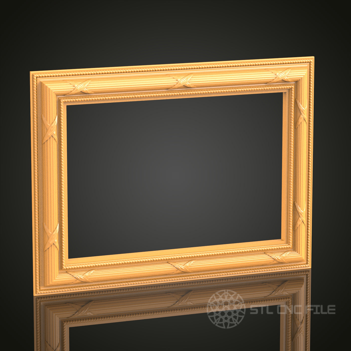 Elegant Rectangular 3D Frame STL Model for CNC Router, Artcam Aspire CNC Files, Wood Art Decor