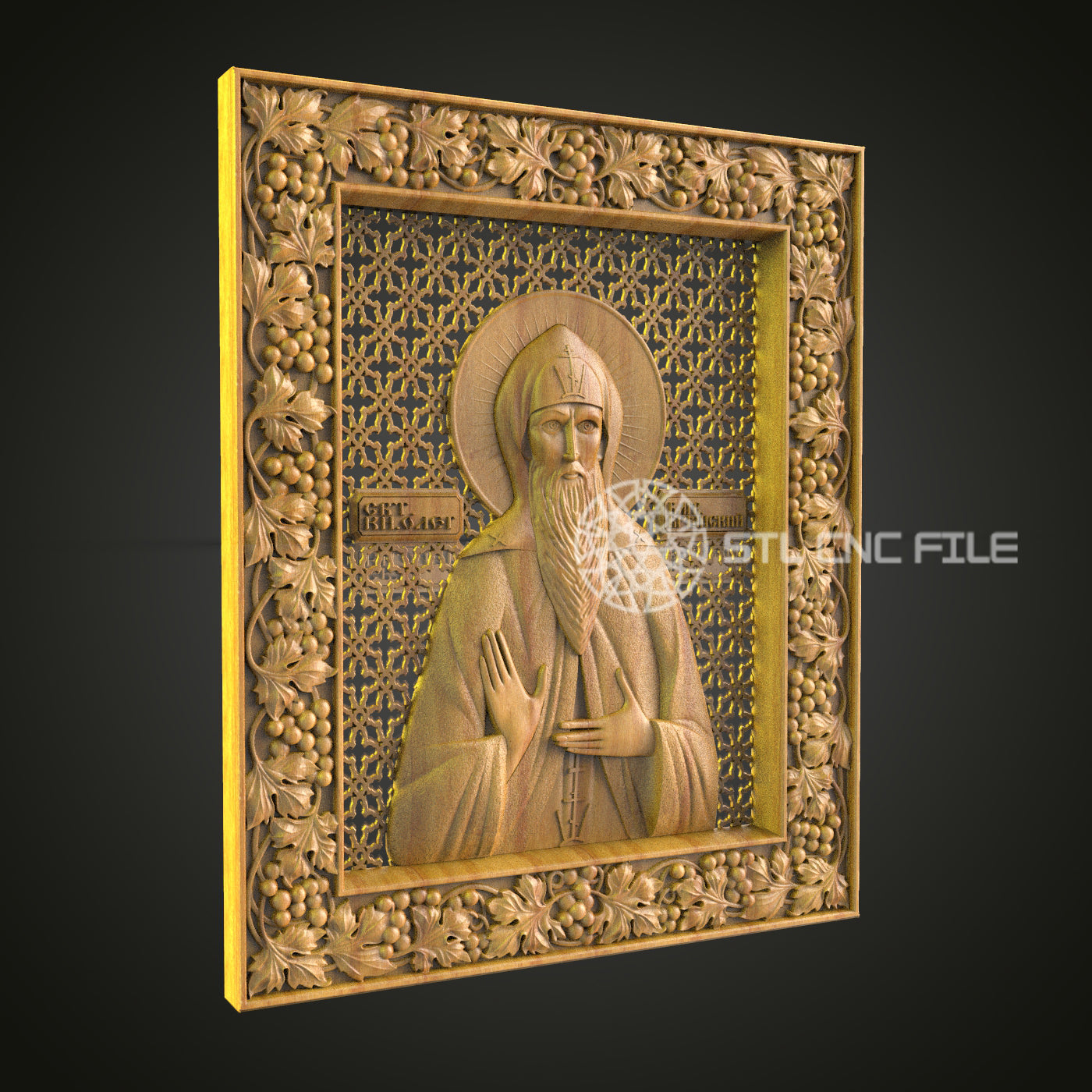 Elder Saint with Halo CNC Relief Carving File - Spiritual Wood Art, Compatible with CNC Routers, Artcam, Aspire