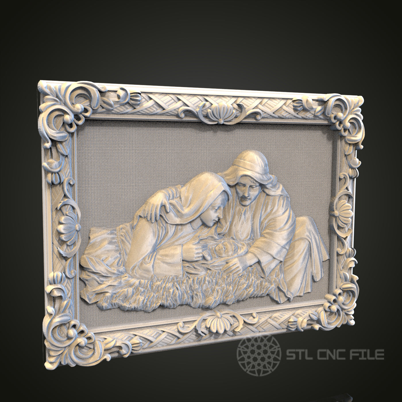 Nativity Scene Relief STL Model for CNC Router Engraver, Artcam, Aspire, Wood Wall Decor, 3D Printer