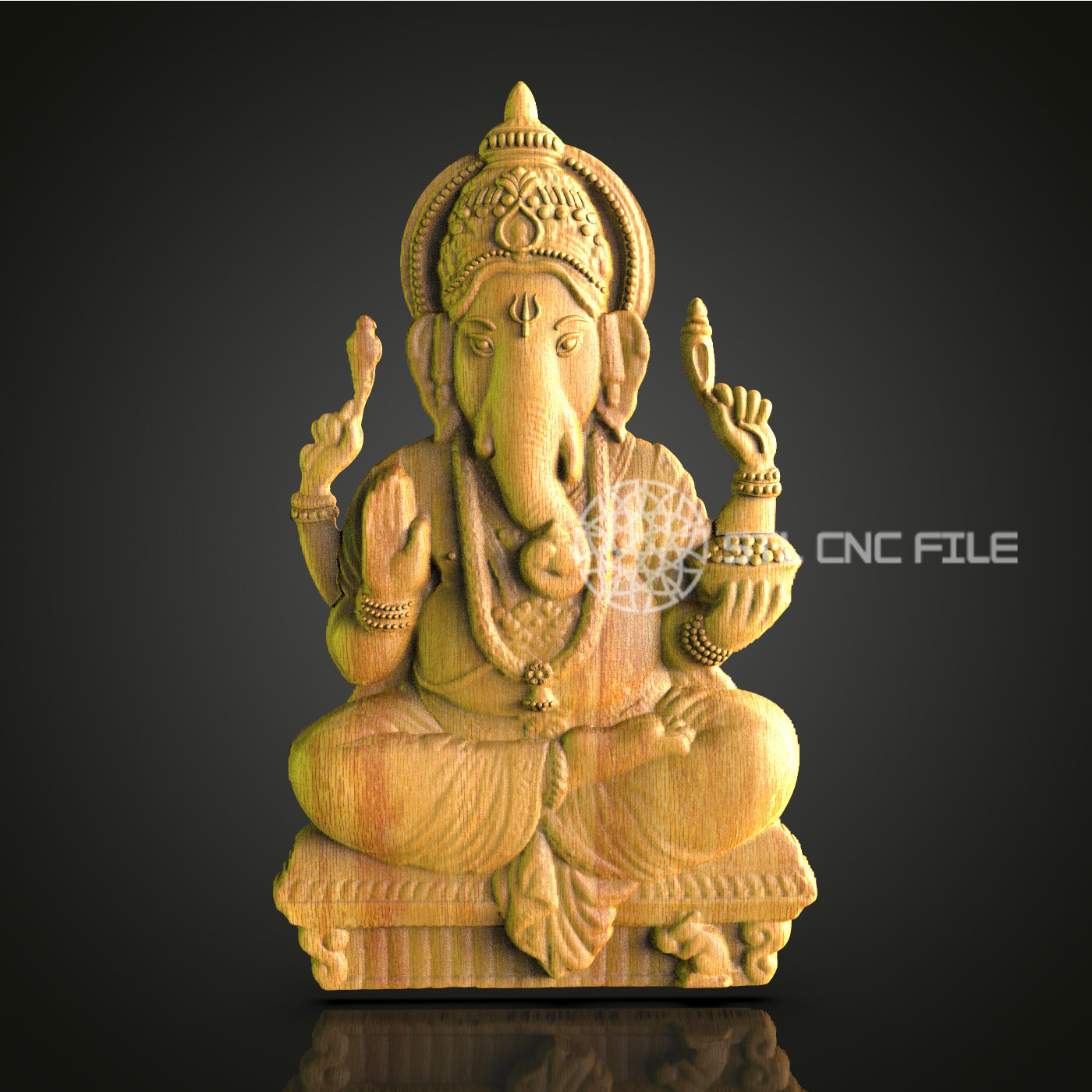 Ganesha CNC STL File - Divine Sculpture for 3D Printing, Artcam, Aspire - Spiritual Home Decor