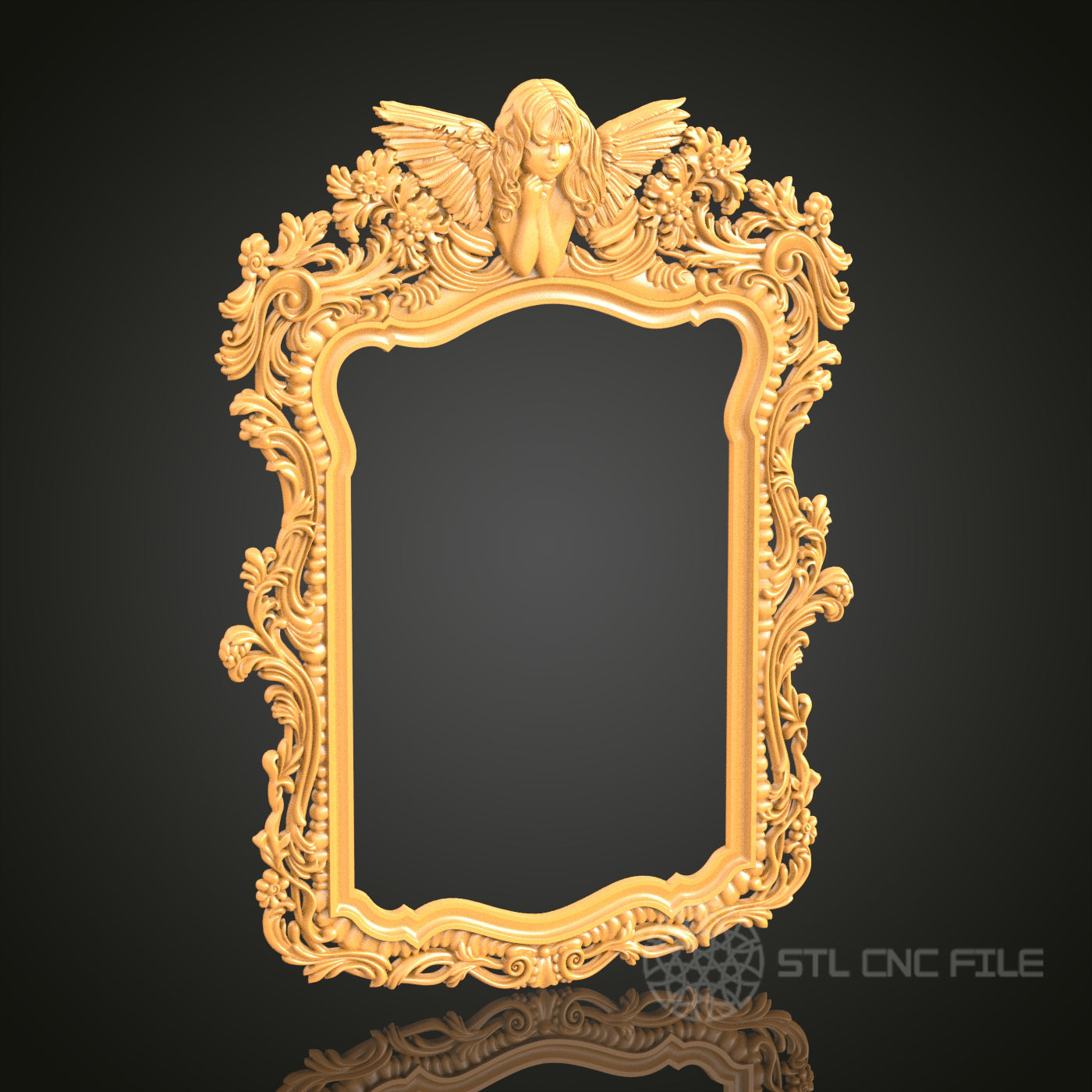 Angel Ornate Frame STL Model for CNC Router Engraver, Artcam, Aspire, Wood Art, Wall Decor, 3D Printer