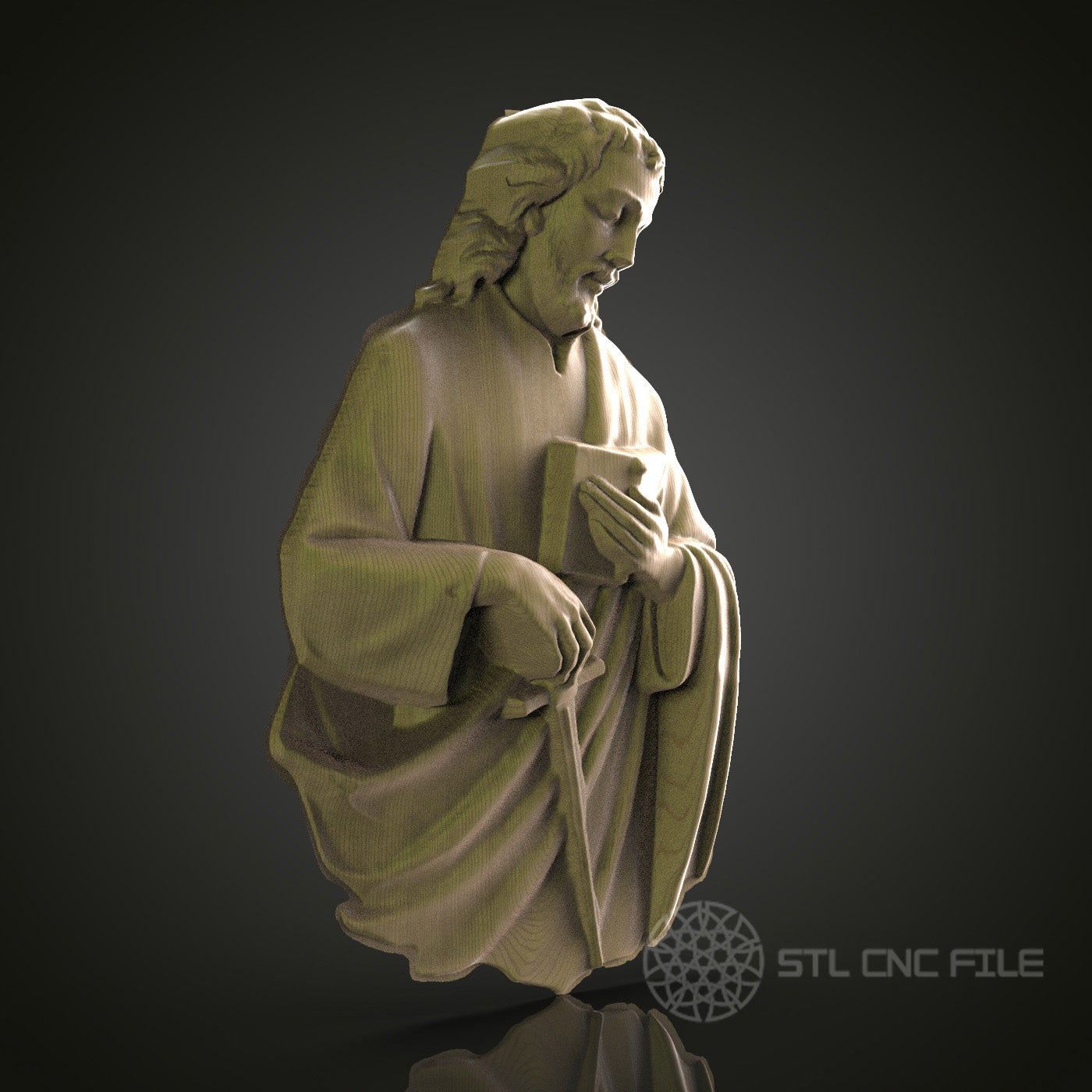 STL Model of Jesus with Cross, CNC Router Engraver, Artcam, Aspire, CNC files, Wood Art, Wall Decor, 3D Printer