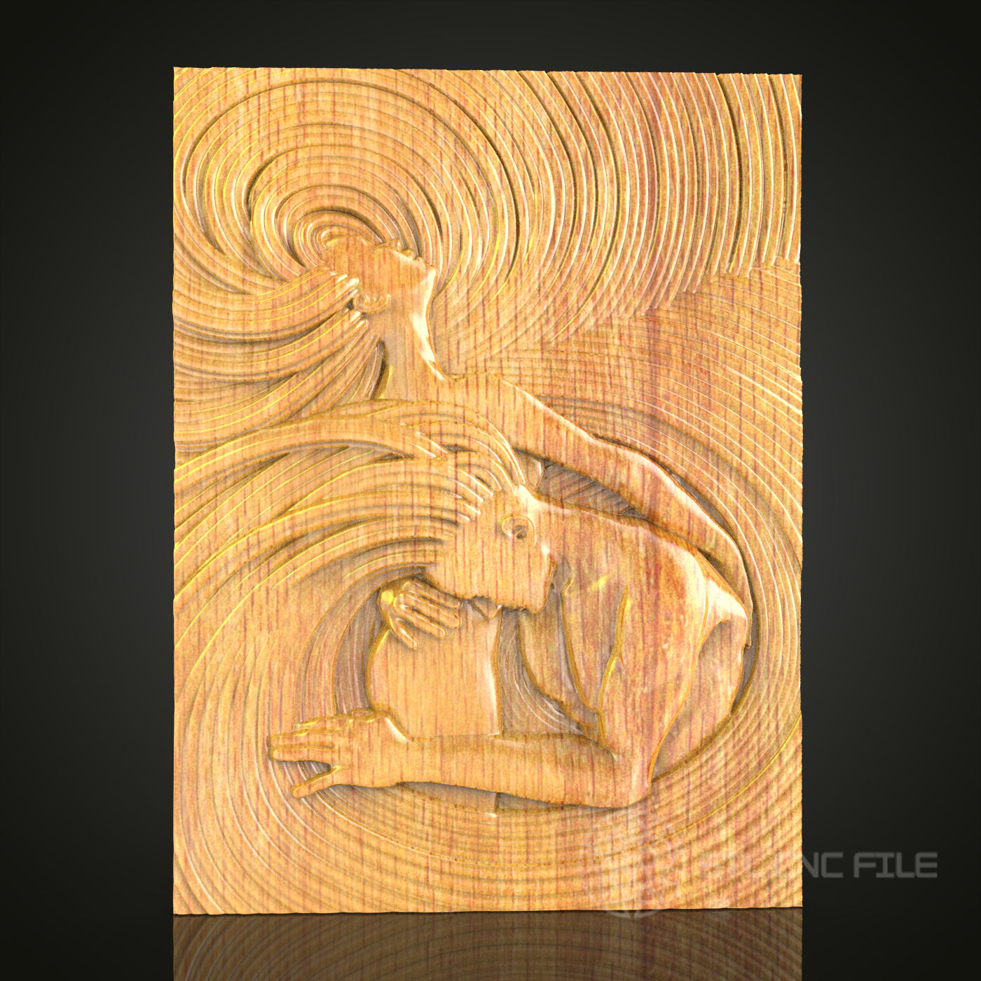 Spiritual Harmony Wood Carving - CNC Router STL Model for Wall Decor