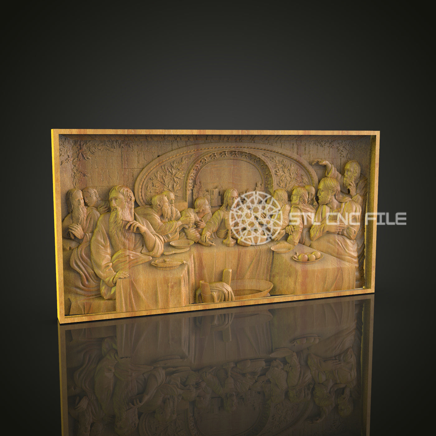 Elegant Last Supper Wood Panel - CNC Engraved Art, Religious STL Model Carving