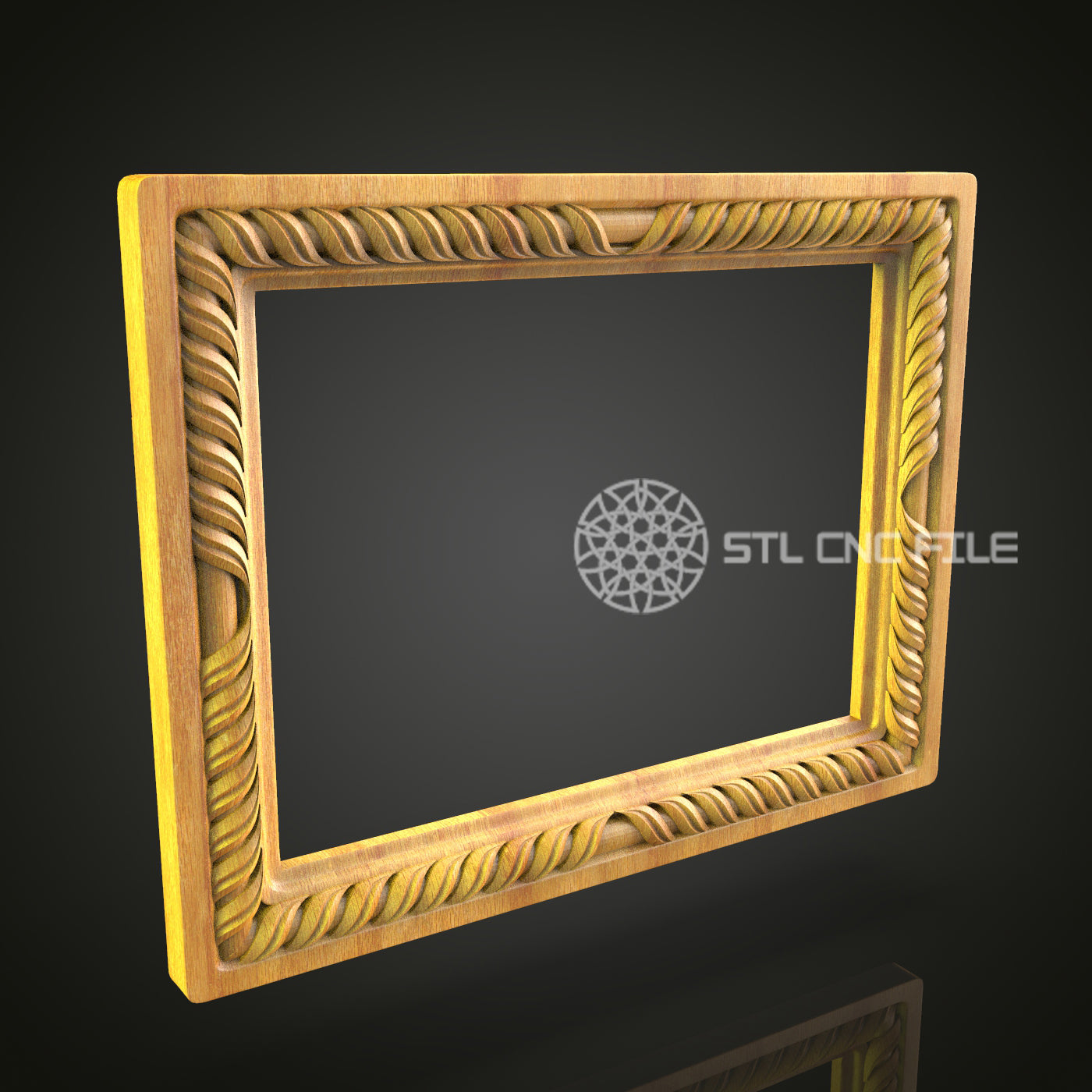 Luxurious Baroque Style Rectangular Frame 3D Model for CNC - Artcam, Aspire, STL Files (Copie)