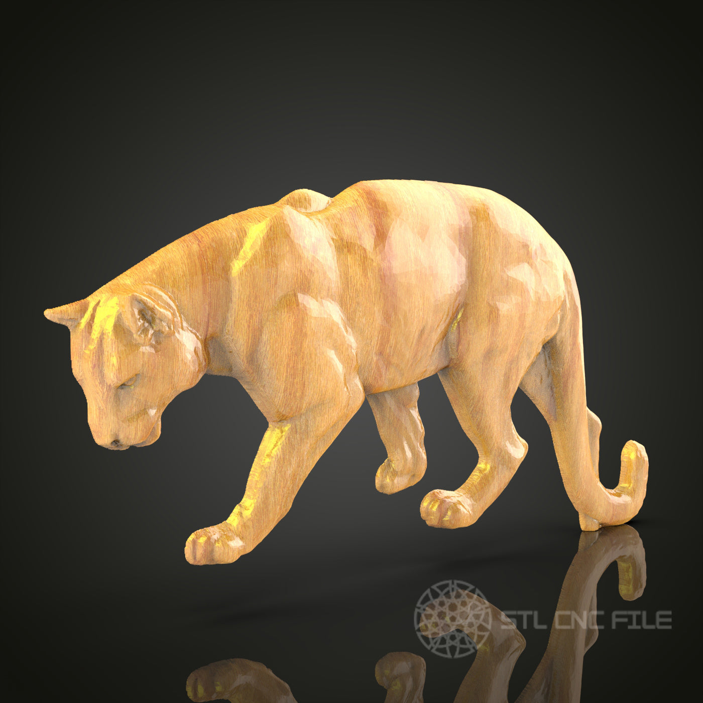 Panther 3D STL Model for CNC Router - Predatory Cat Wood Carving Digital File, Wildlife Art Decor