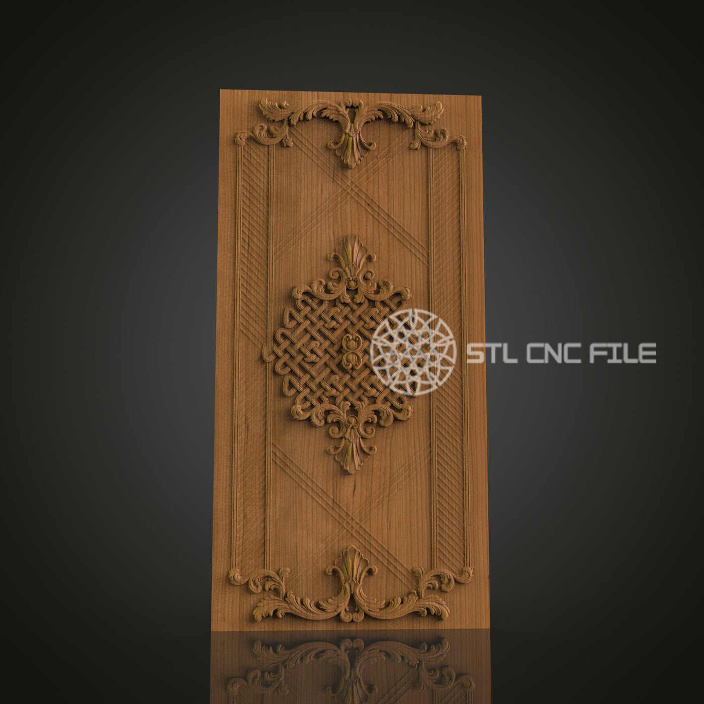 Intricate 3D Carved Ornate Panel STL File for CNC and 3D Printing - Decorative Relief Art, Home Decor, Digital Download