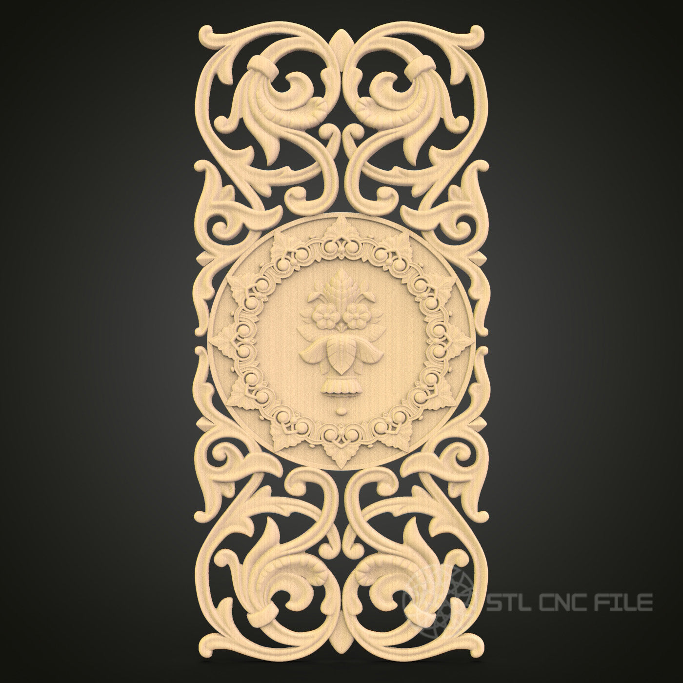 Ornate Medallion & Scrollwork STL File for CNC - Elaborate 3D Wood Carving Design