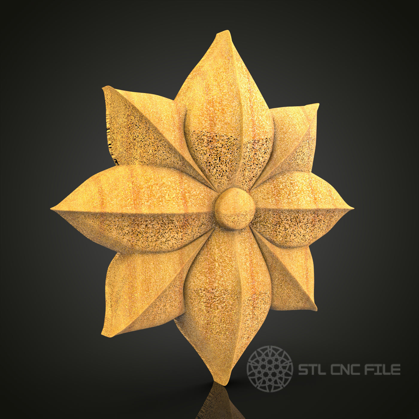 Star-Shaped Floral Decor STL Model for CNC Router, Compatible with Artcam, Aspire - Elegant Wall Art