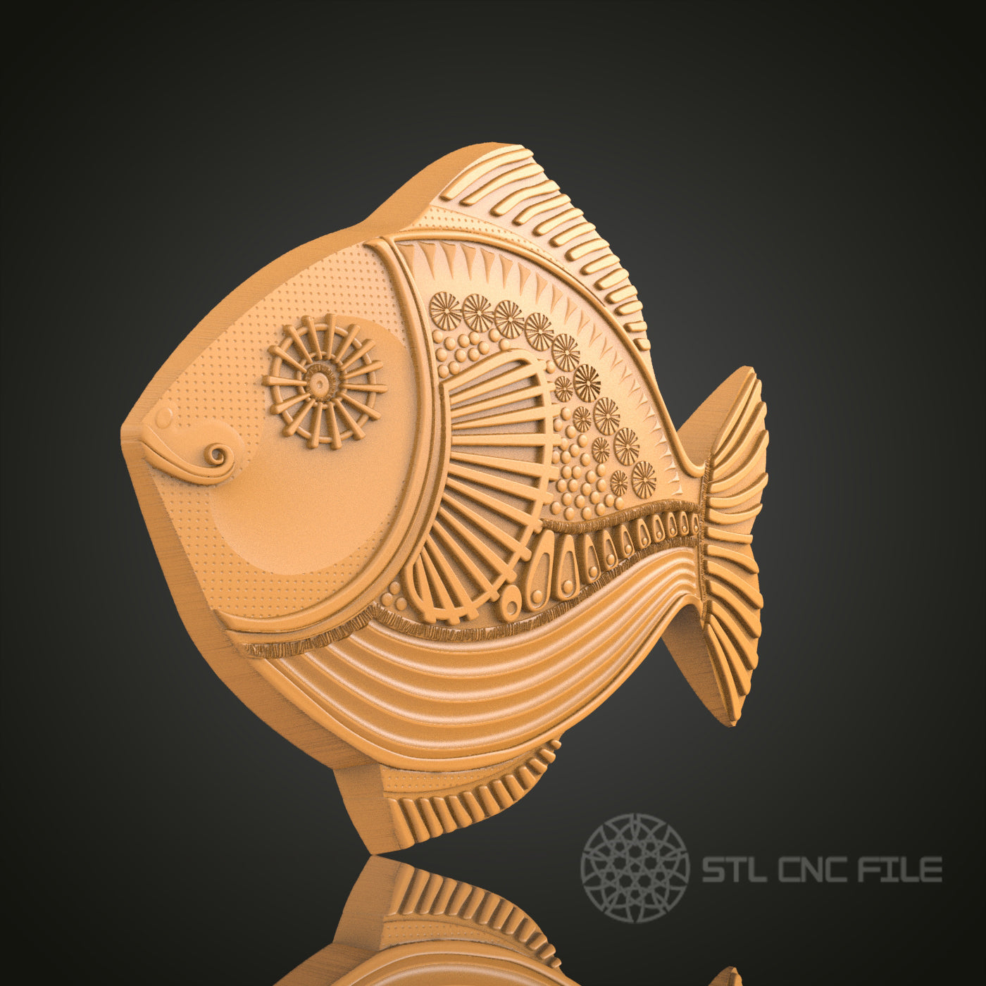 Intricate Fish Relief - STL Model for CNC Router and 3D Printing - Compatible with Artcam, Aspire