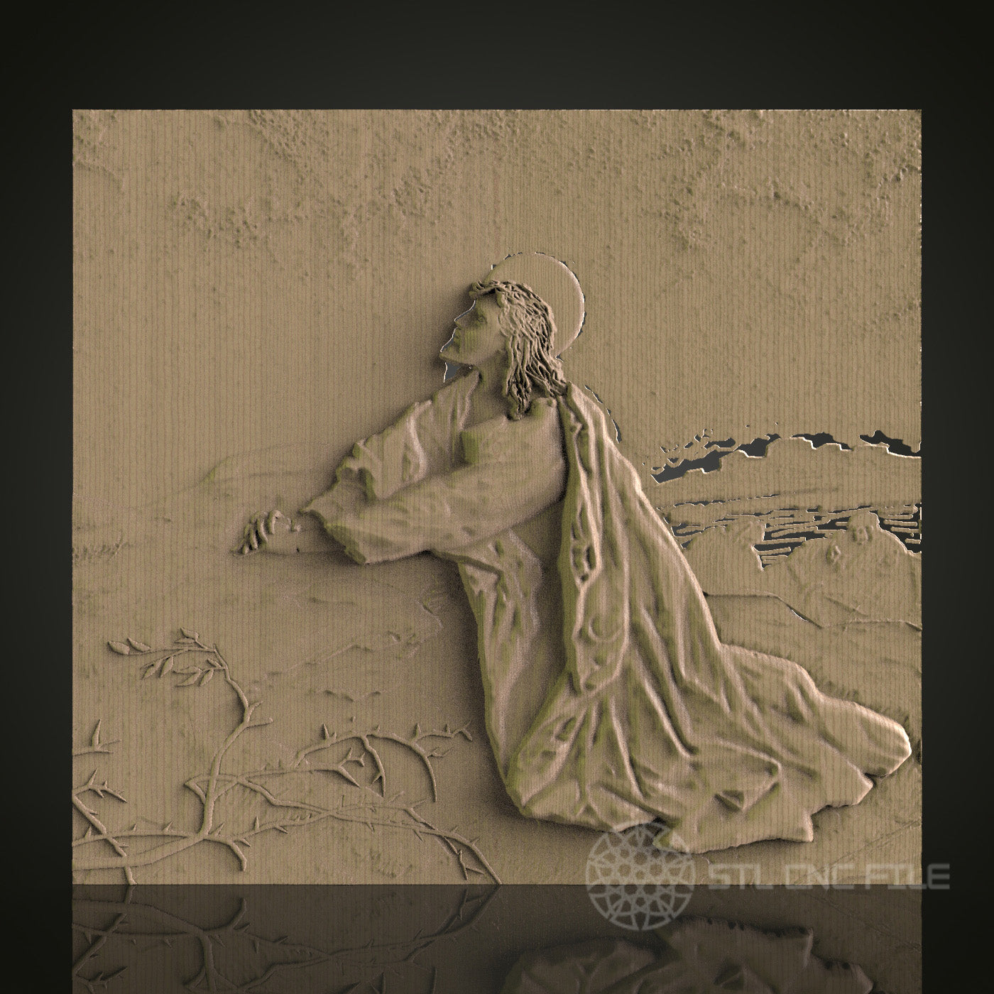 Praying Figure 3D Relief - STL Model for CNC, Artcam, Aspire, Wood, 3D Printer