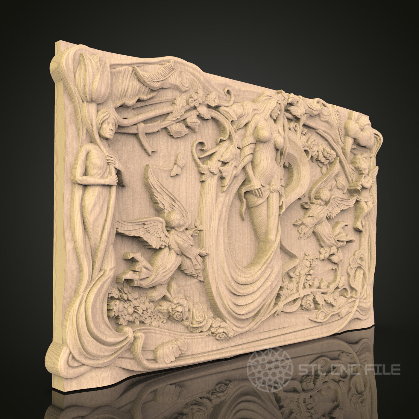 Art Nouveau Fairy Tale Scene 3D CNC Router Engraver File, STL Model for Artcam Aspire, Wood Wall Decor