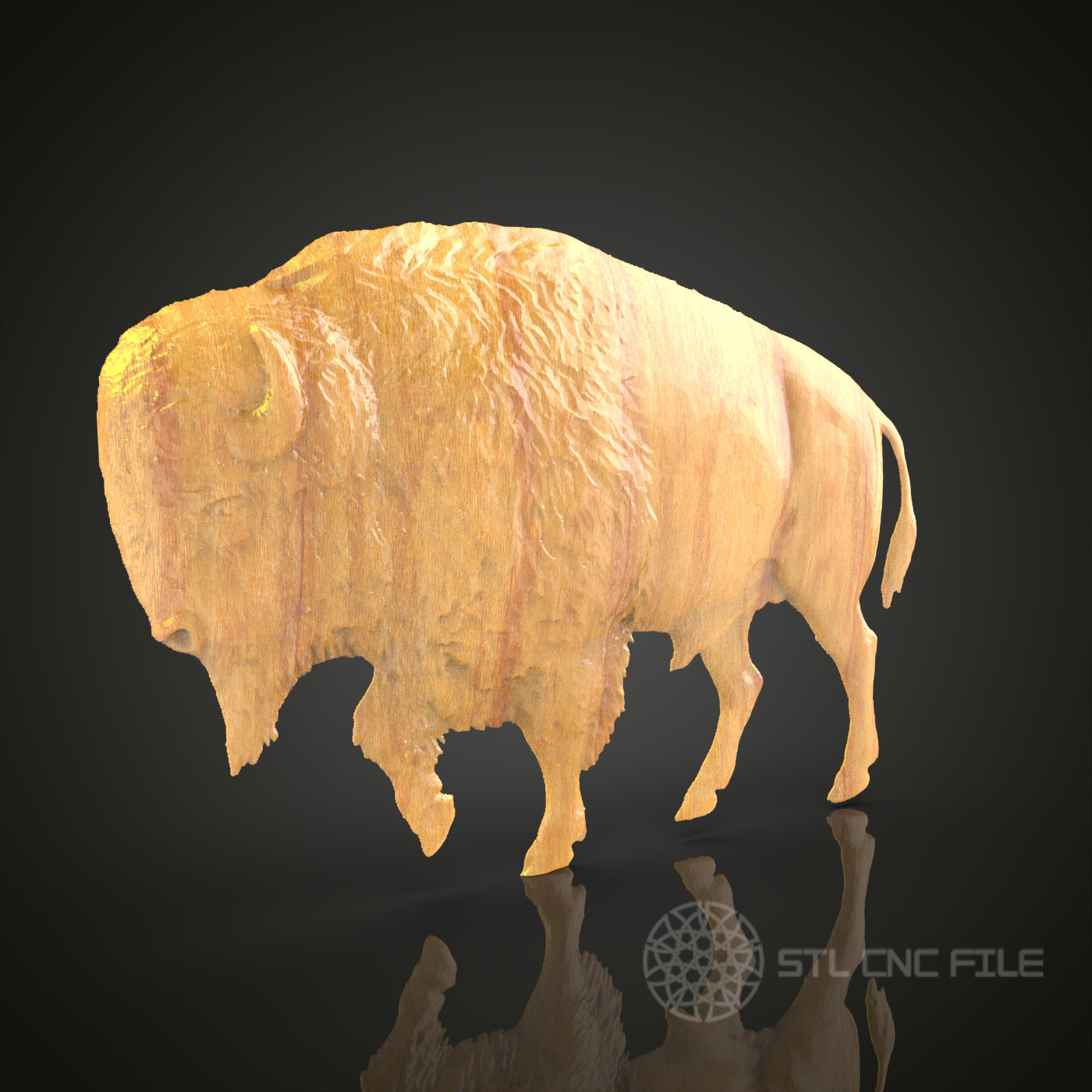 Buffalo 3D STL Model for CNC Router - Majestic Wildlife Wood Carving Digital File, Home Decor