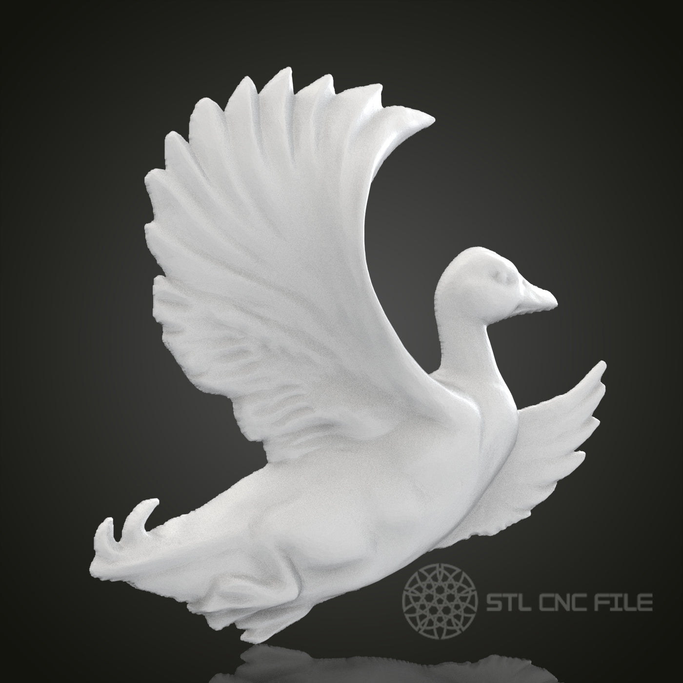 Flying Duck 3D STL Model for CNC Router Engraver, Artcam, Aspire, CNC Files, Wood Art Wall Decor, 3D Printer