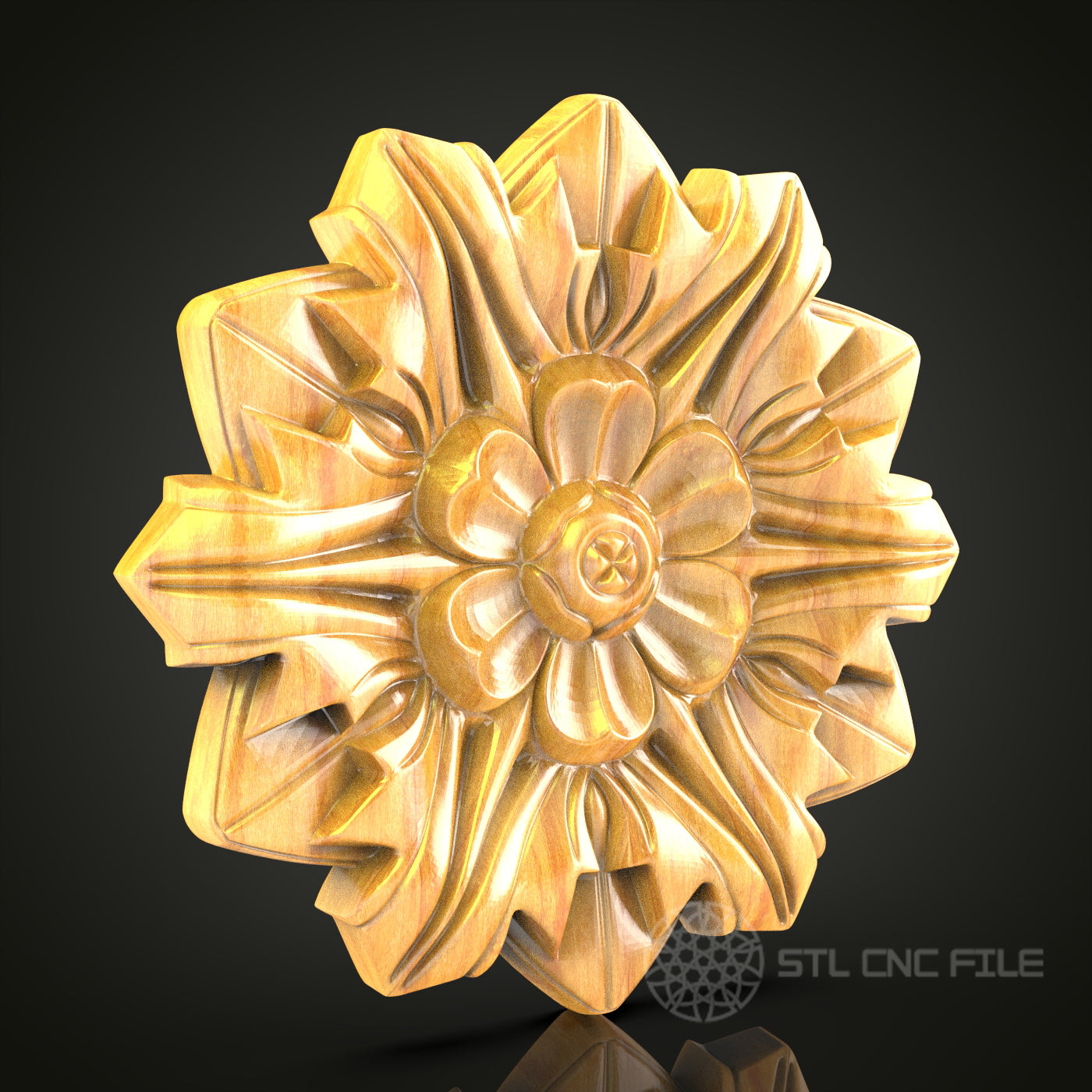 Sunburst Decorative Panel STL Model for CNC Router, Compatible with Artcam, Aspire - Unique Wall Art