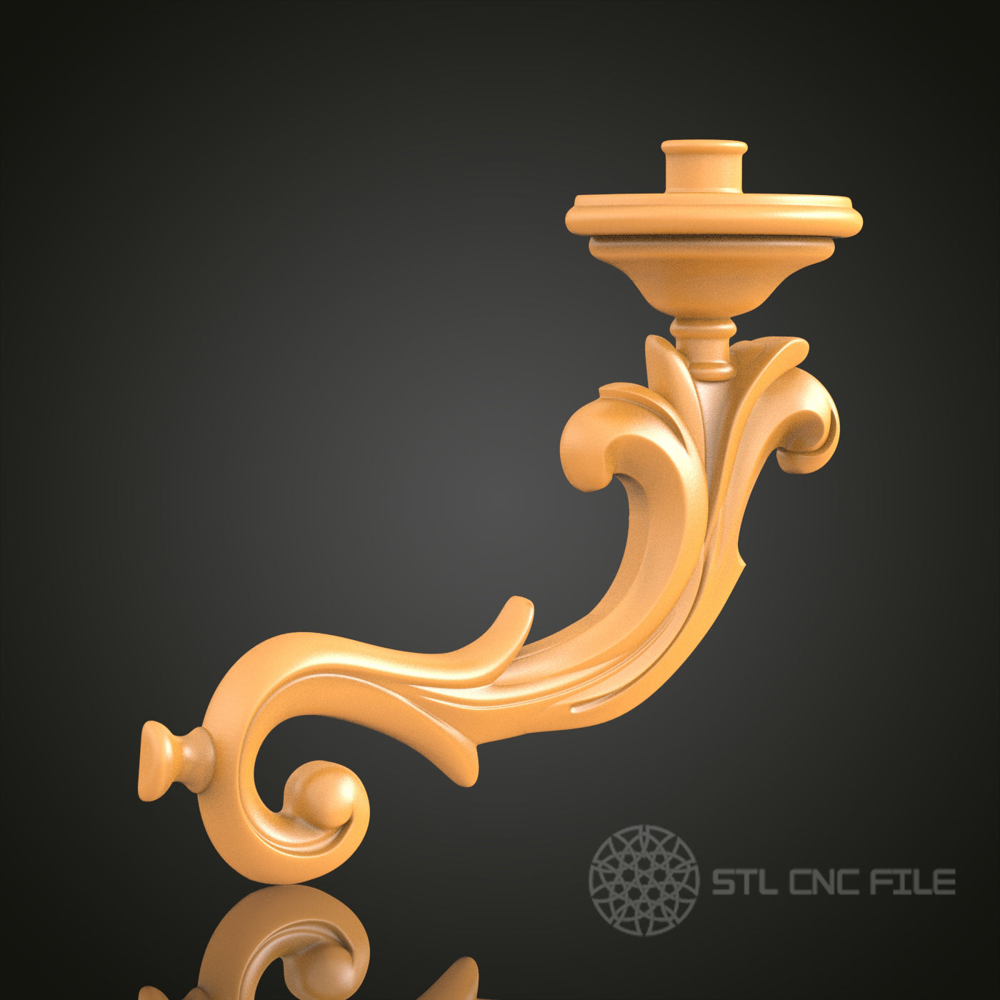 Ornate Candle Holder - STL Model for CNC Router and 3D Printing - Artcam, Aspire Compatible