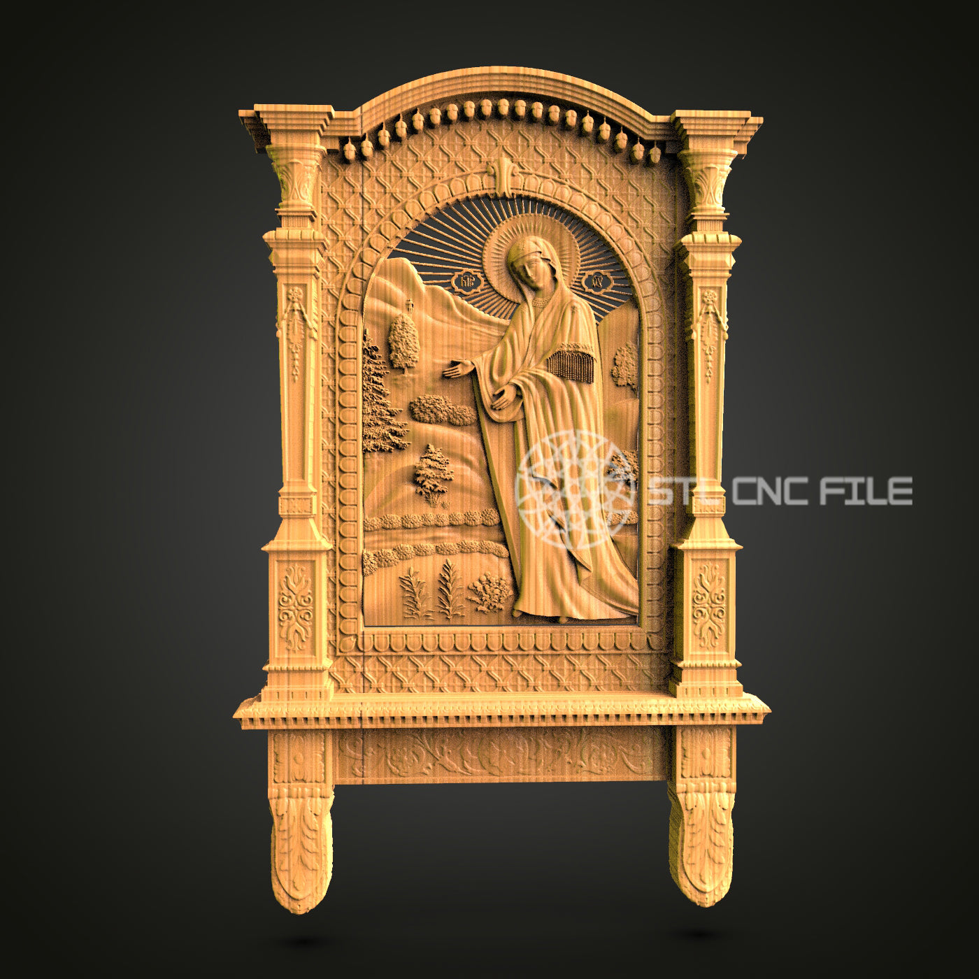 Saintly Icon Wooden Panel CNC STL File - 3D Printable Religious Artwork, Artcam, Aspire - Church Decor